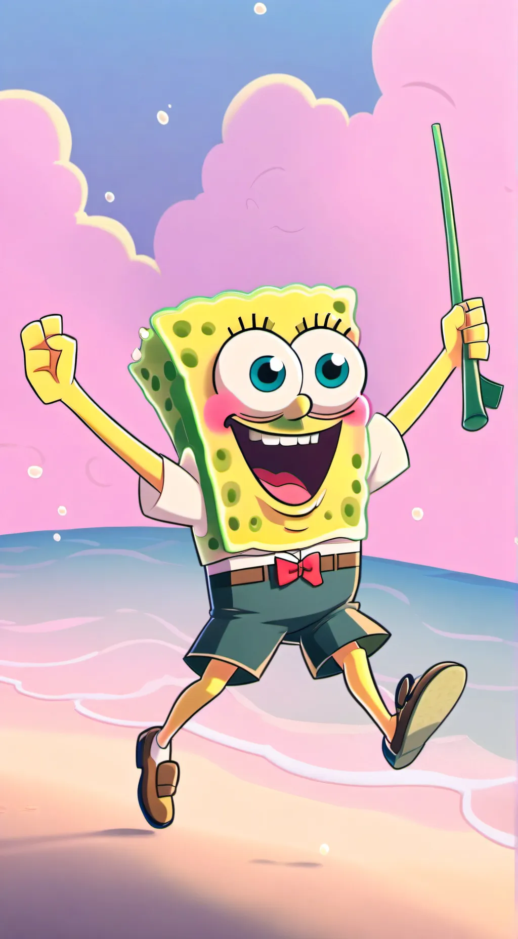 ai character: SpongeBob  background