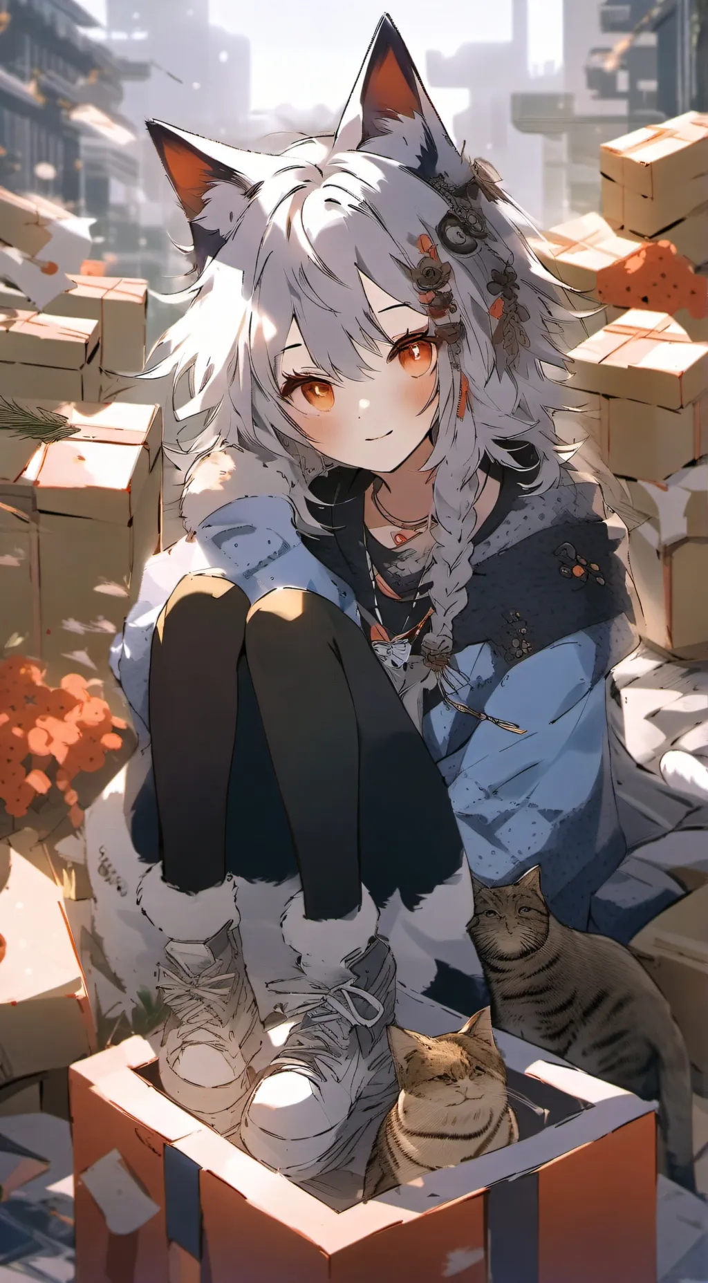 ai character: furry girl  background