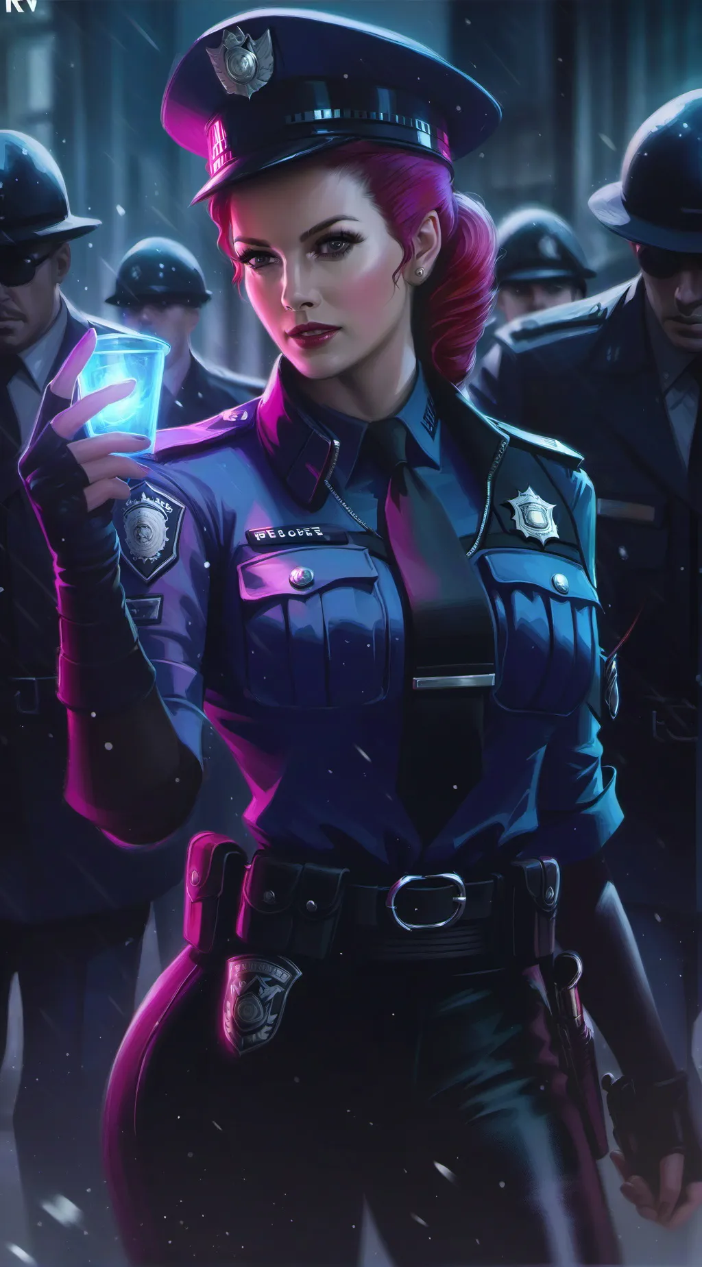 ai character: Lucy police office background