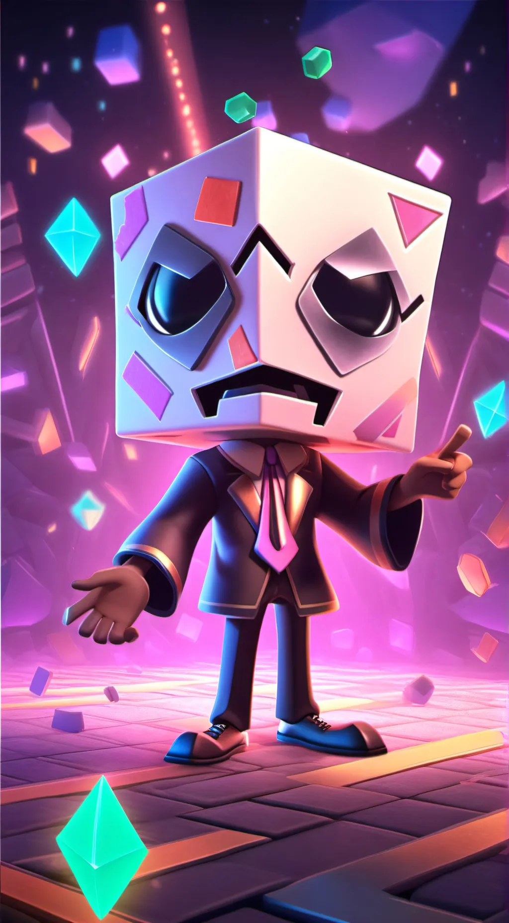 ai character:  boxhead fredo background