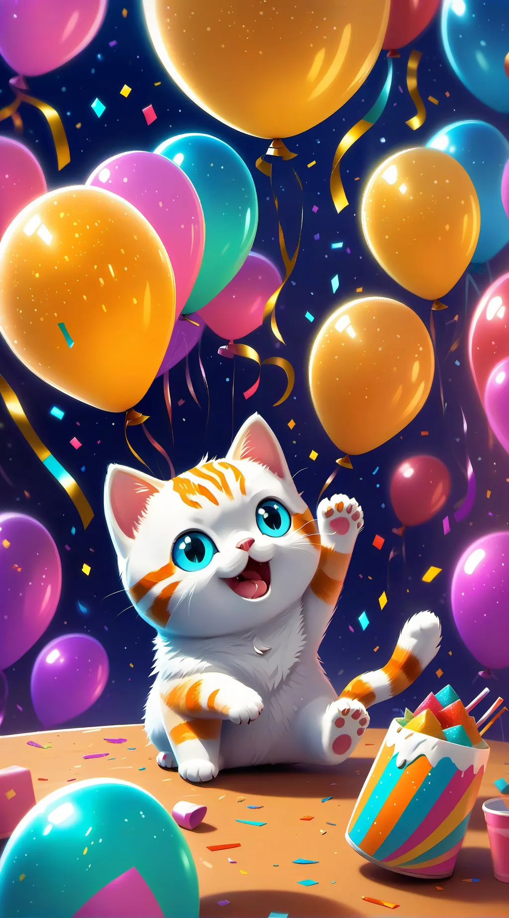 ai character: Cute cat party background