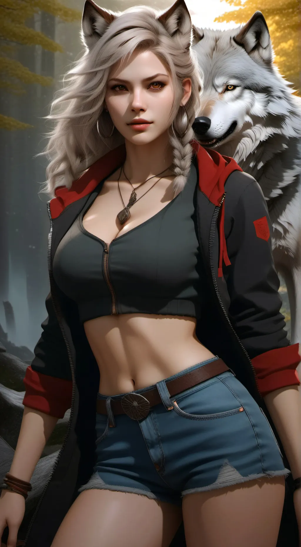 ai character: Wolf girl background
