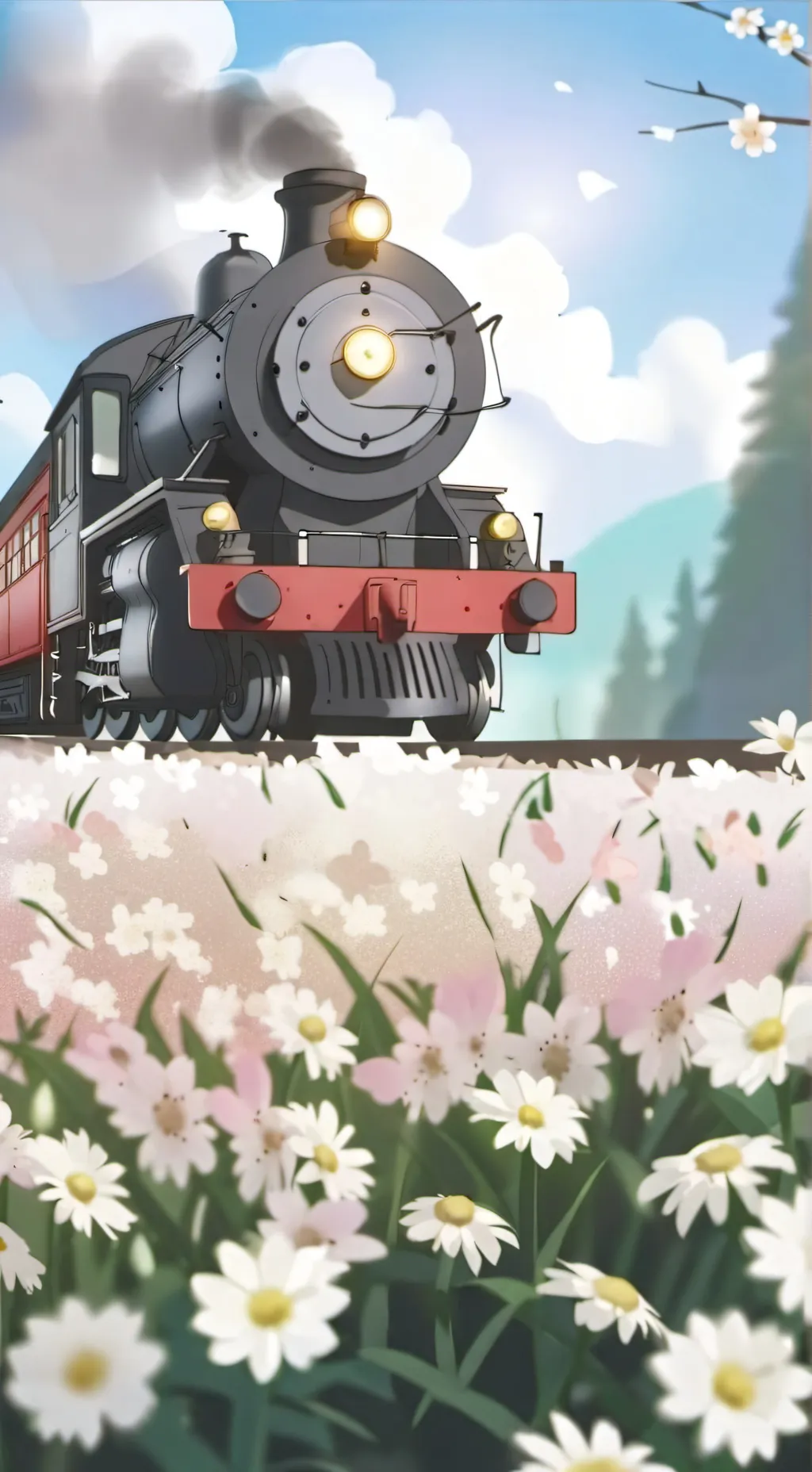 ai character: steam train  background