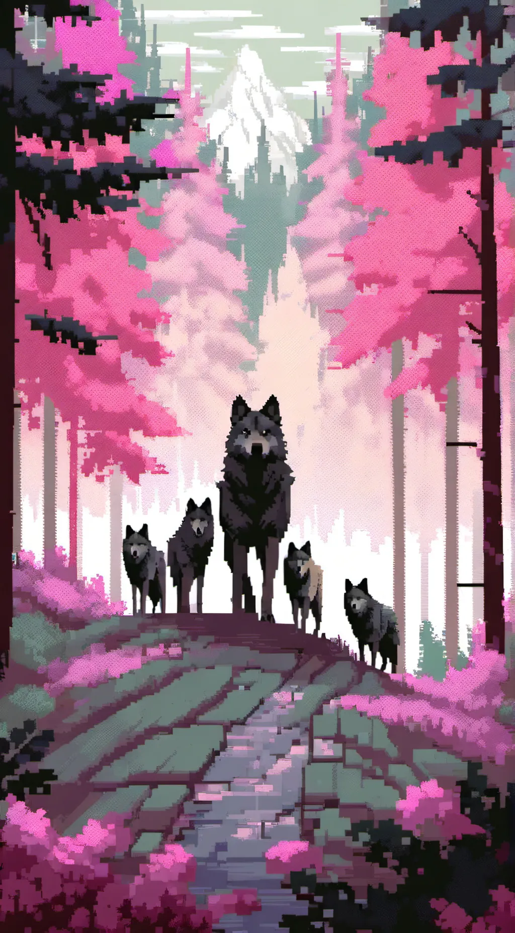 ai character: Wolfpack U R snowy background