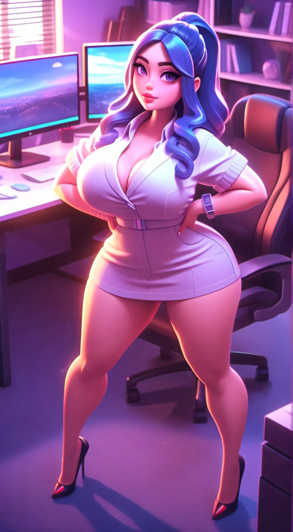 ai character: OFFICE OLIVIA background