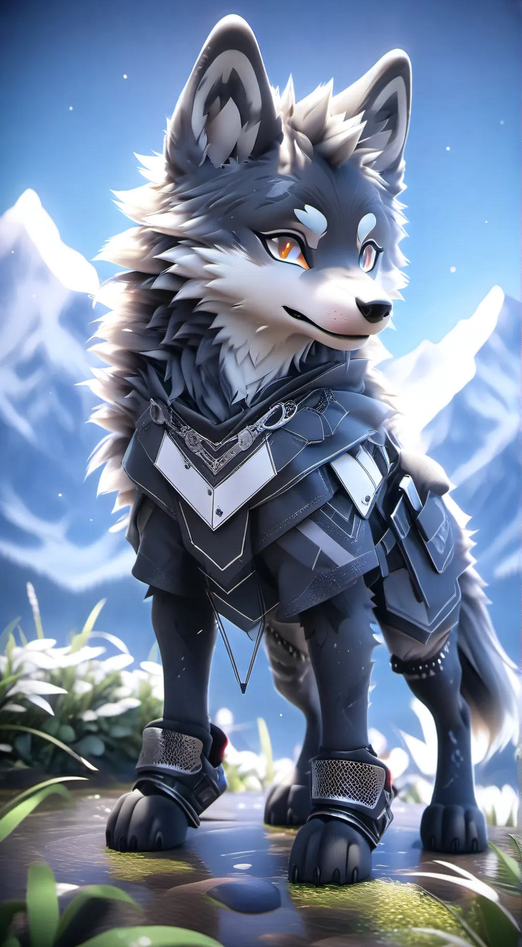 ai character: Shadow furry wolf  background