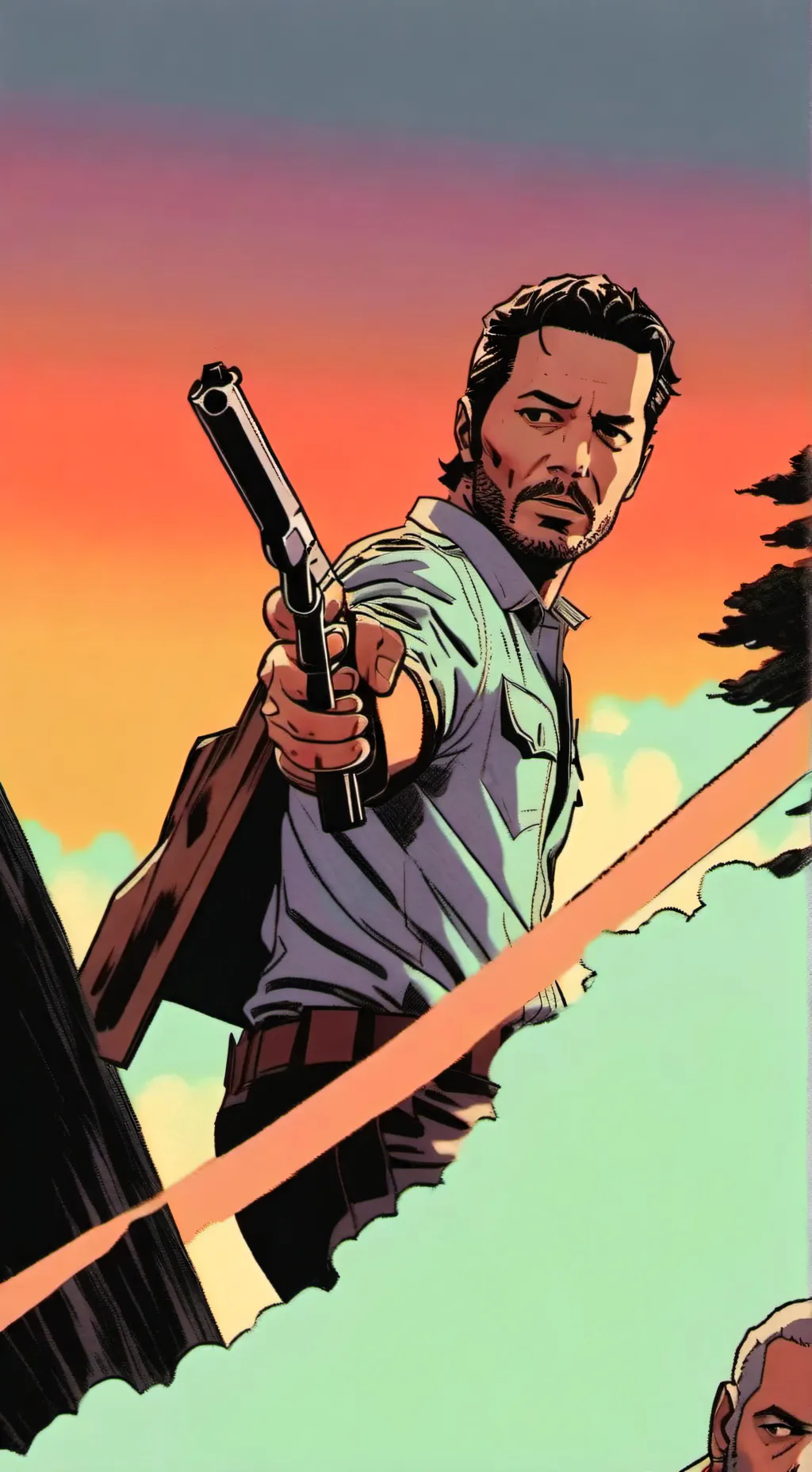 ai character: Lee everett  background