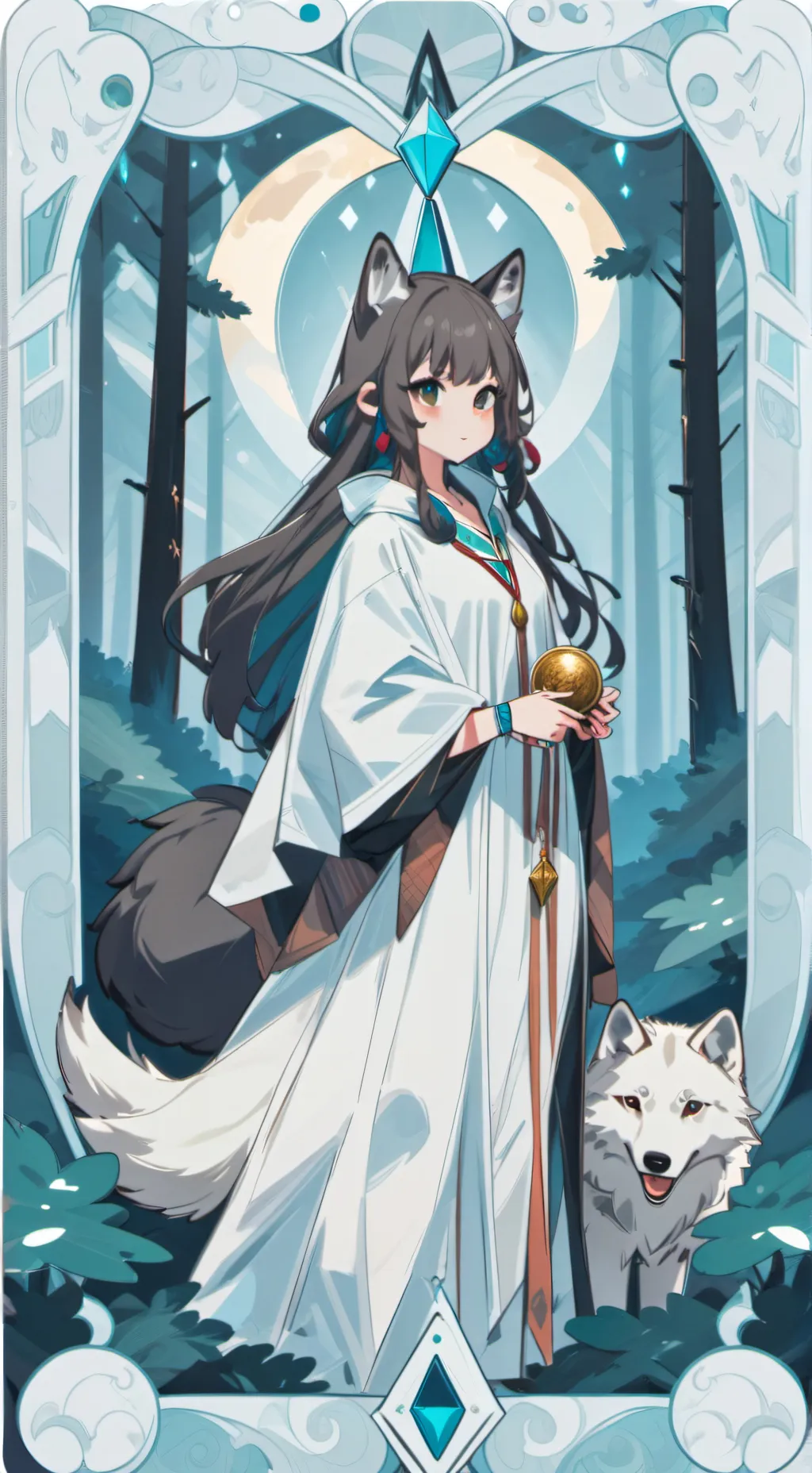 ai character: wolf girl background