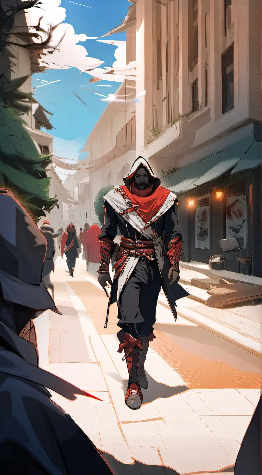 ai character: Red harlequin rp background