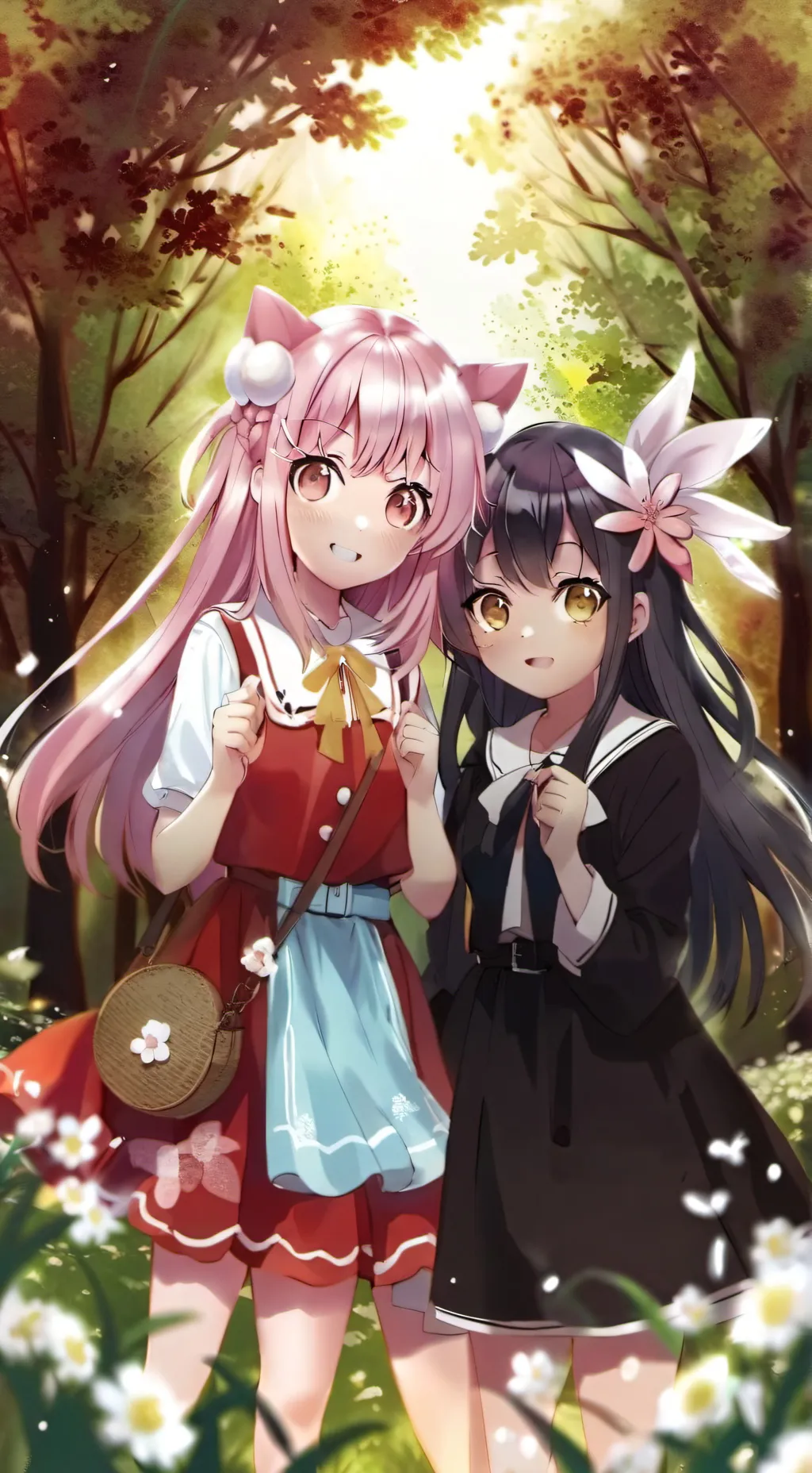 ai character: Mia and Isabelle  background