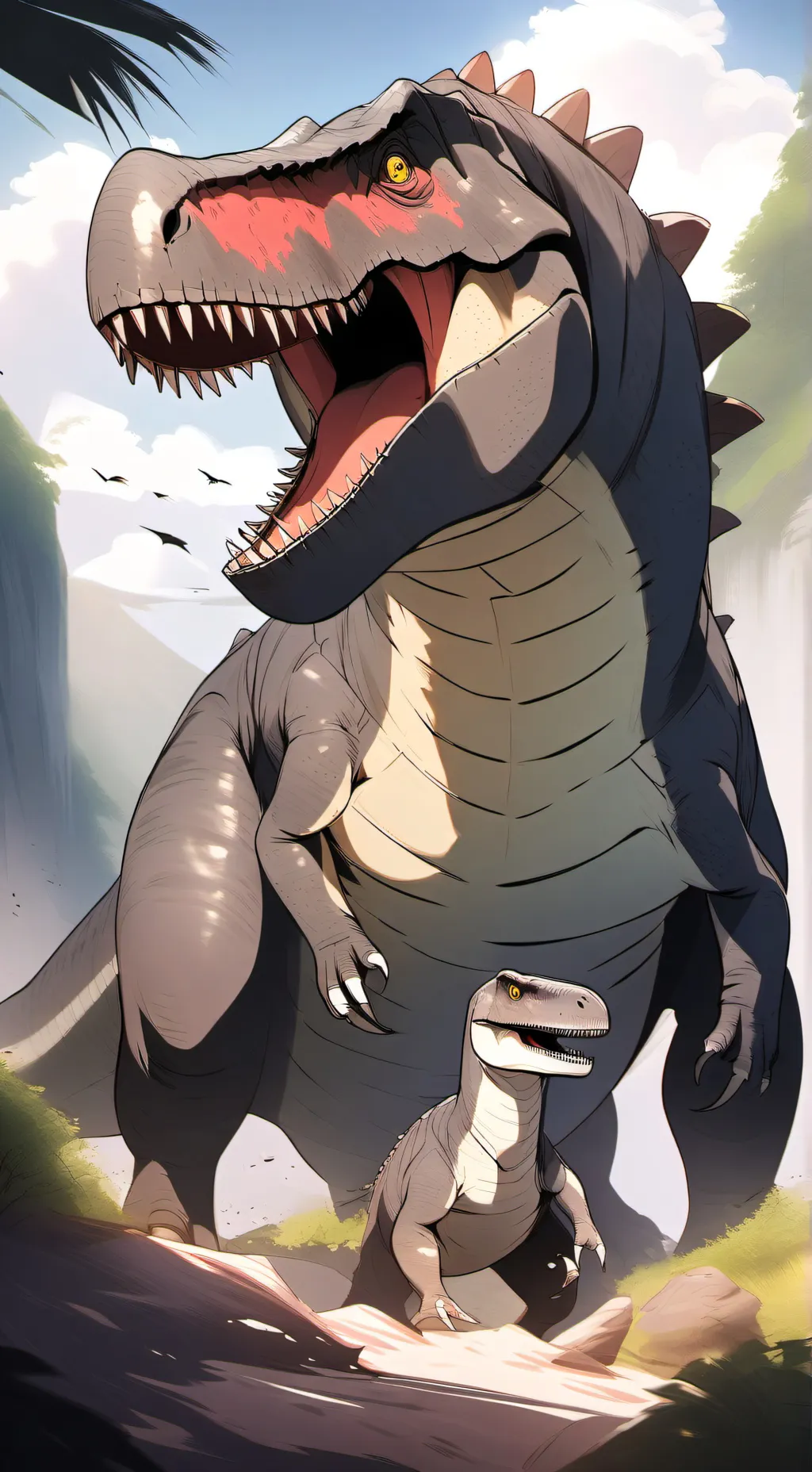 ai character: Dino king 3d, JTFM background