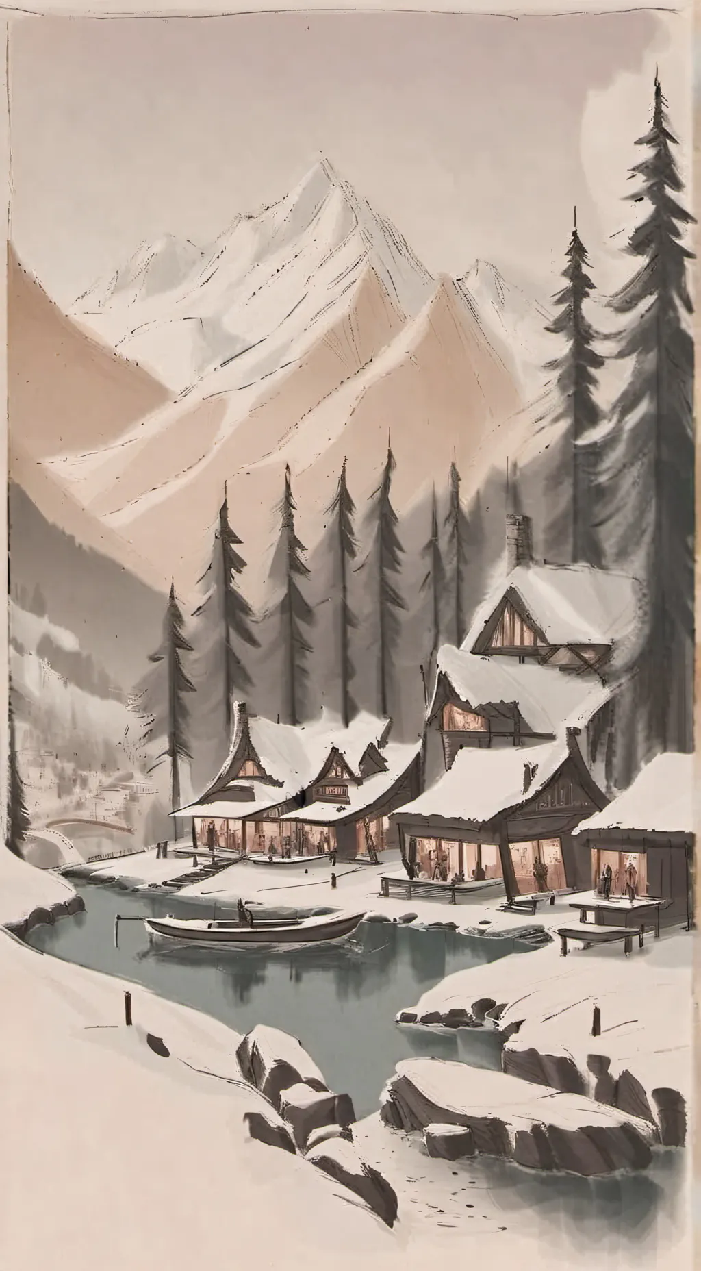 ai character: woodland town  background