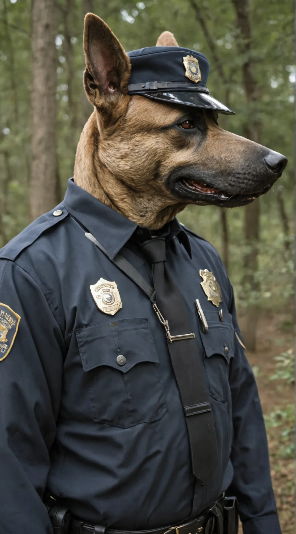 ai character: Realistic dogman background