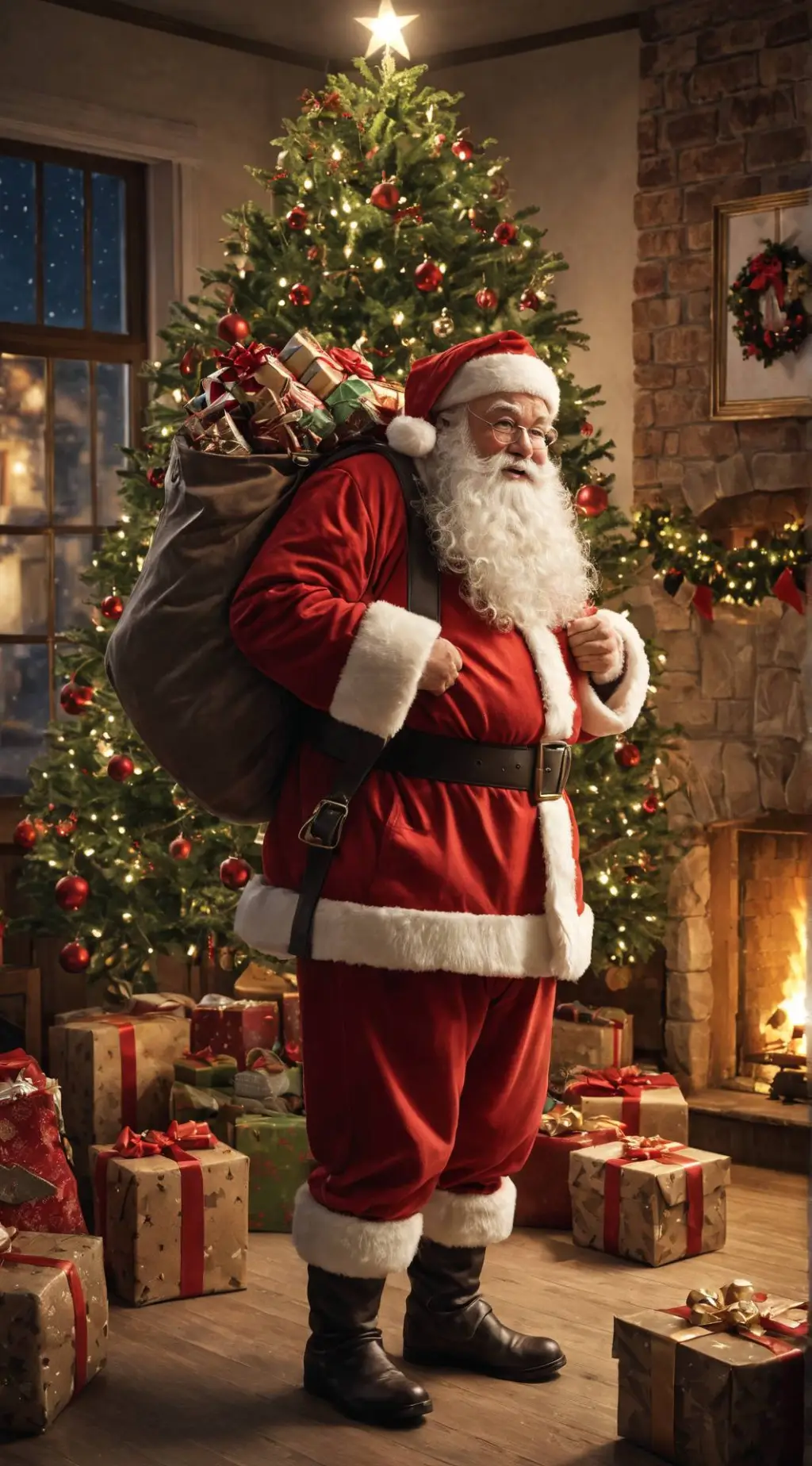 ai character: Santa Claus  background