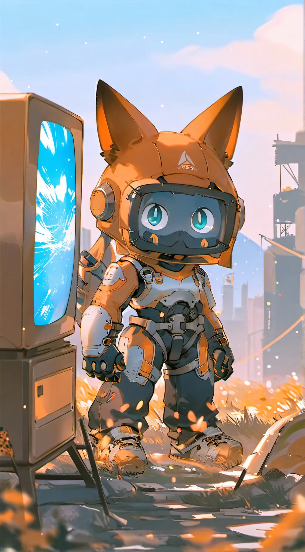 ai character: robo tv cat background
