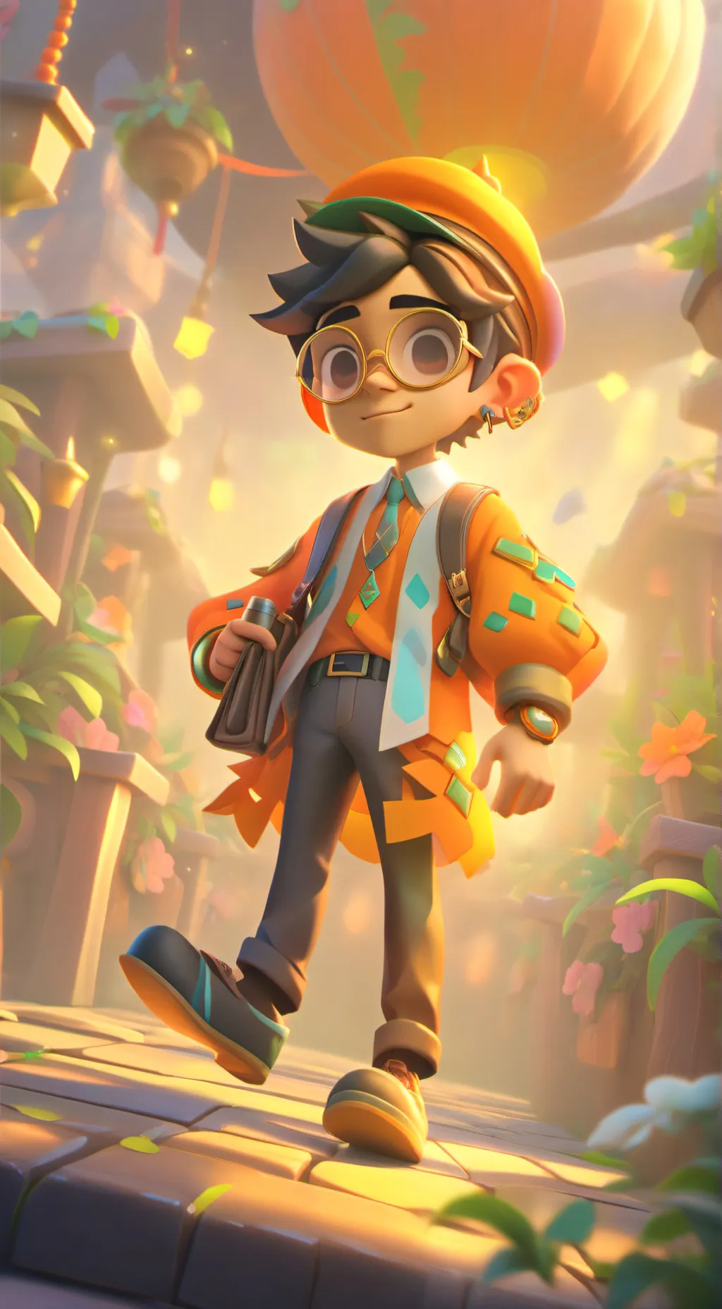 ai character: sprunki orange background