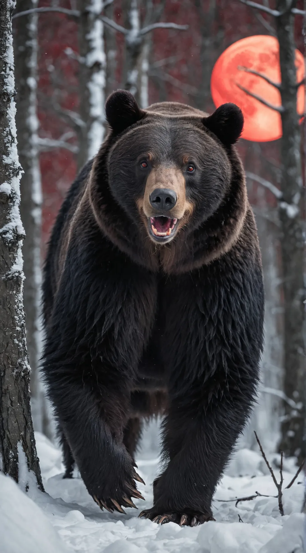 ai character: red black bear background