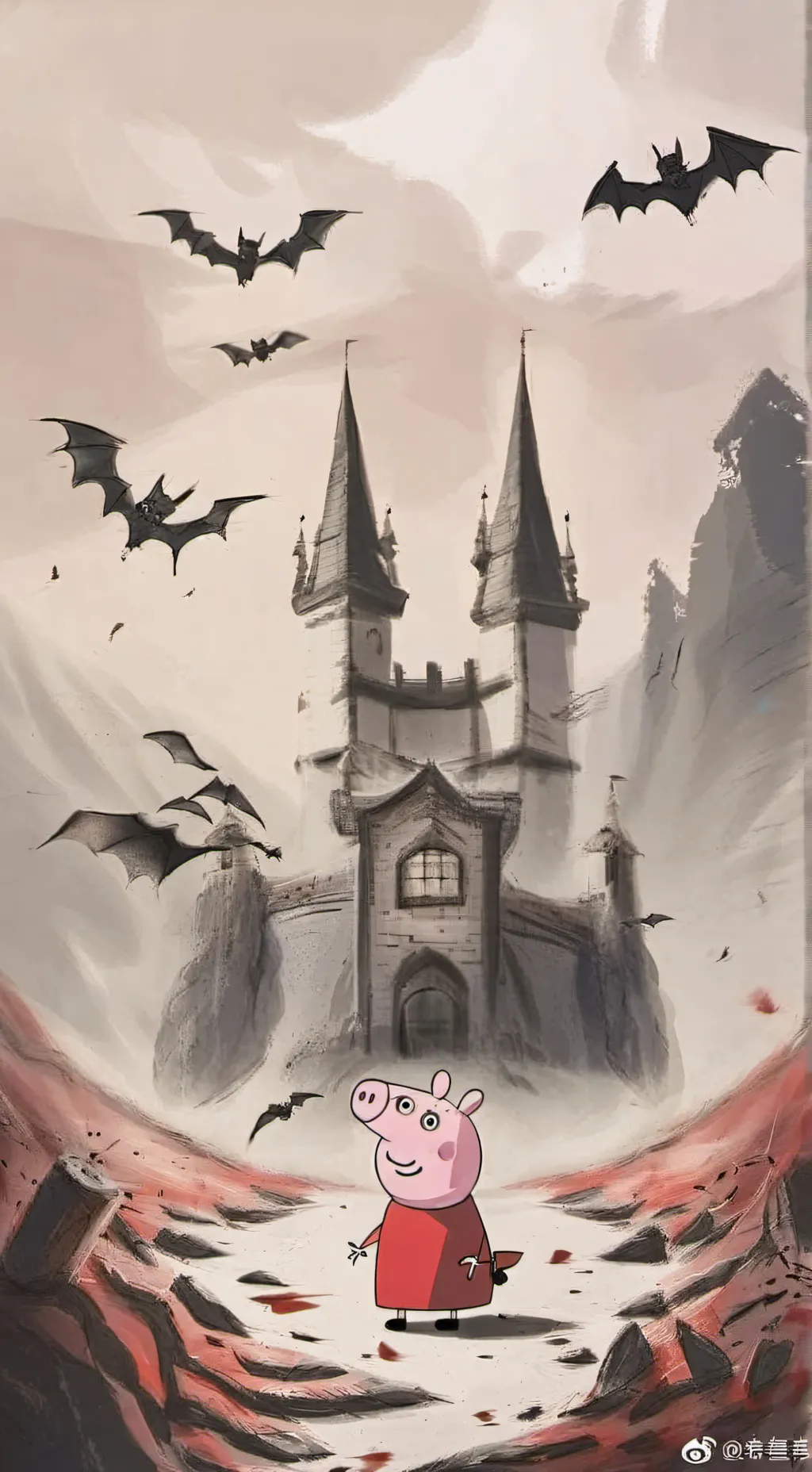 ai character: Piggy skins meetin background