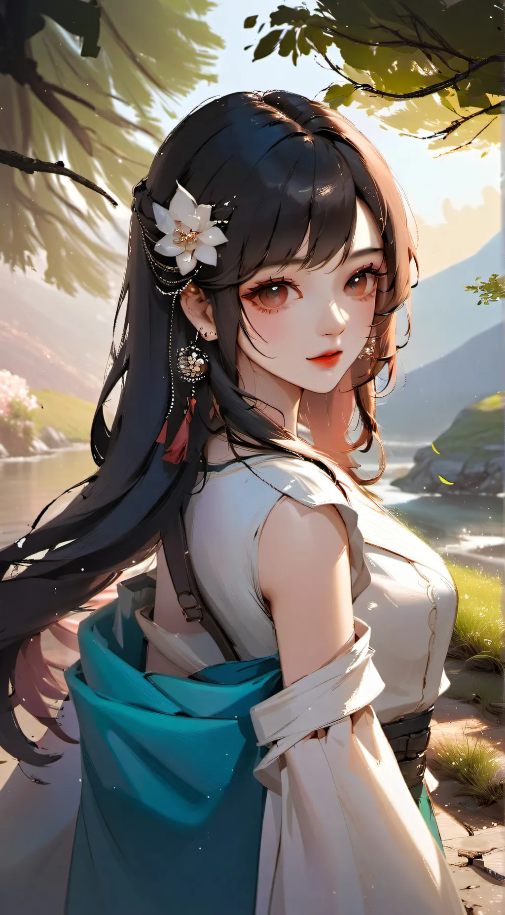 ai character: “The queens rain” background