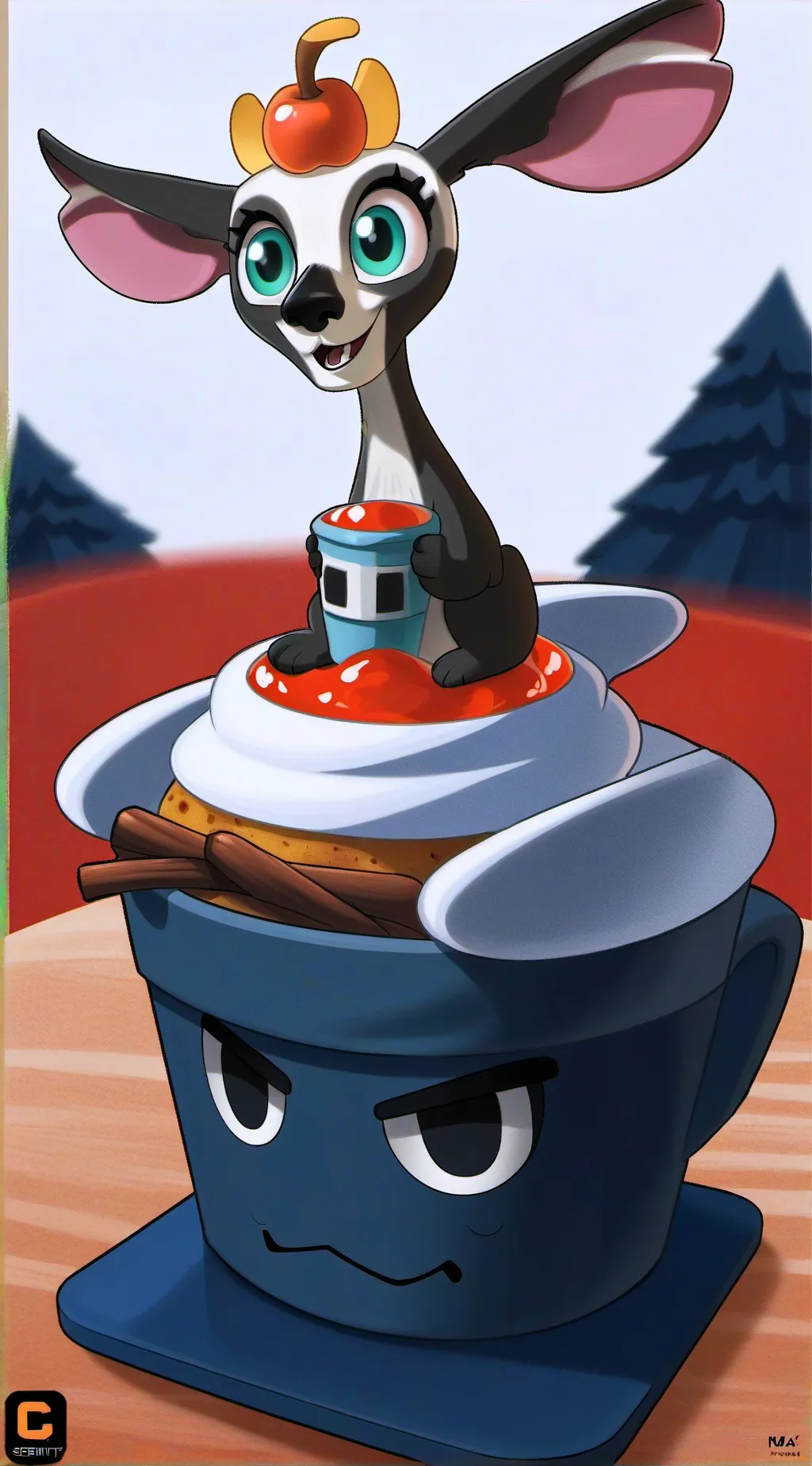 ai character: Fruitcake😃😃  background