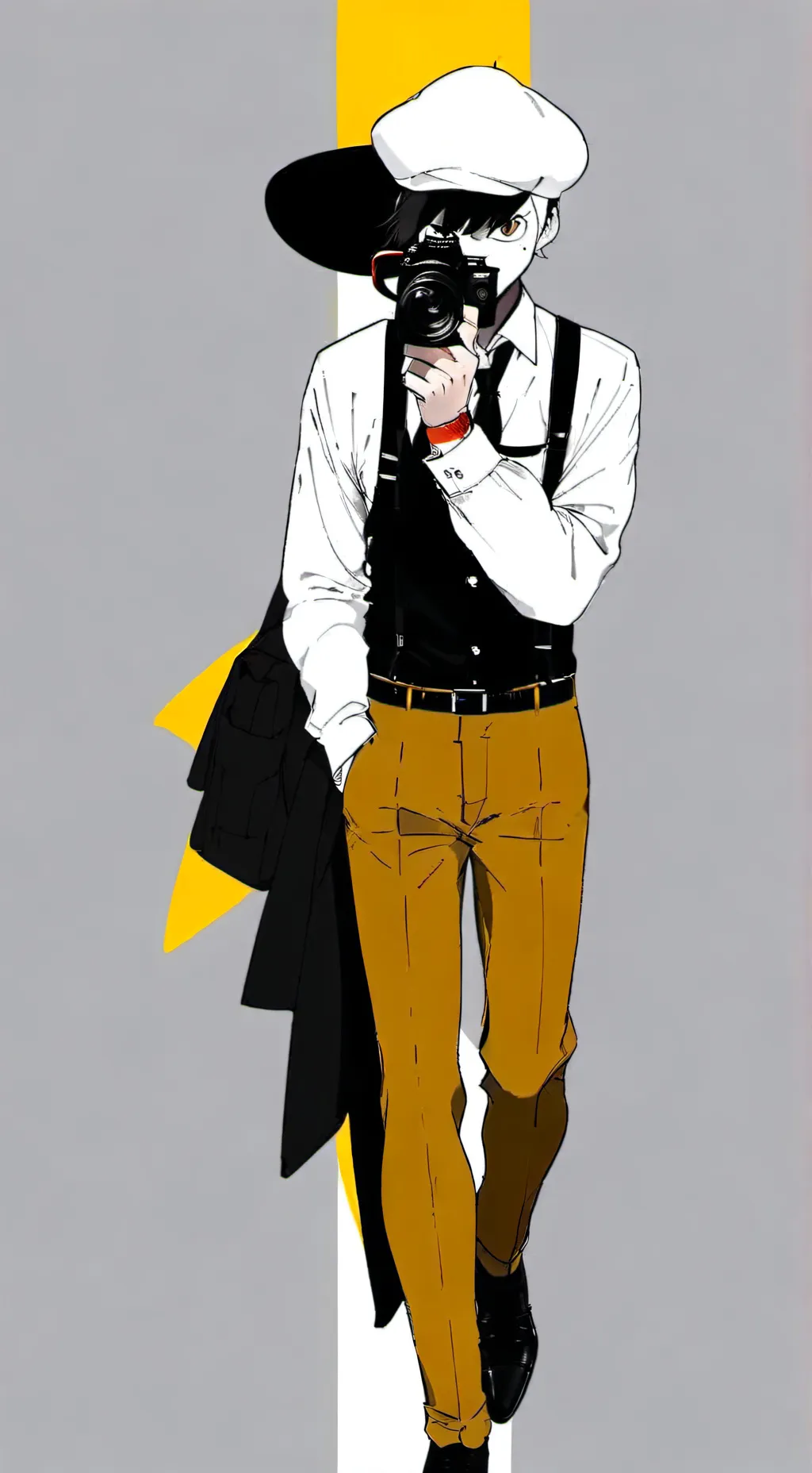 ai character: camera brown  background