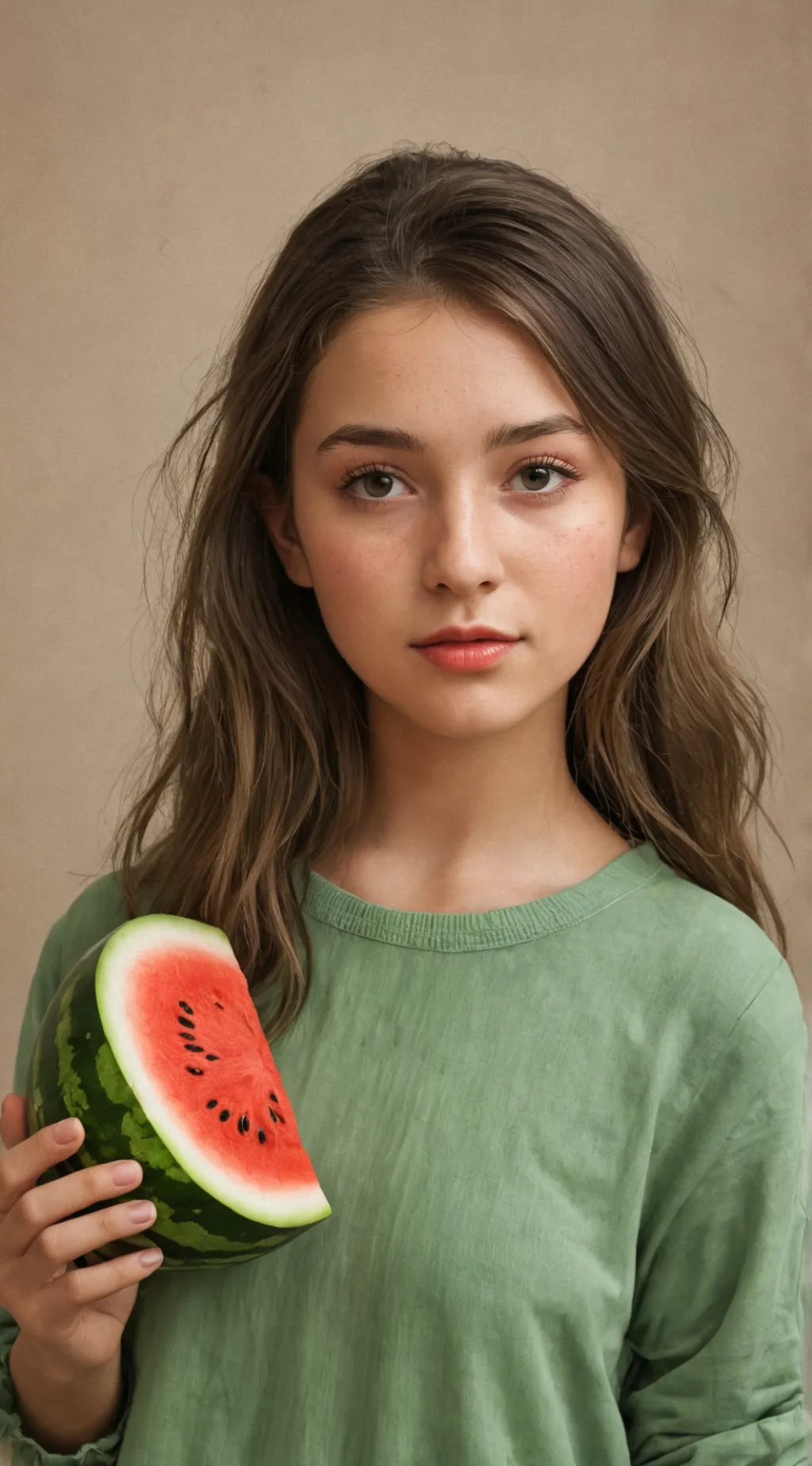 ai character: watermelon girl background