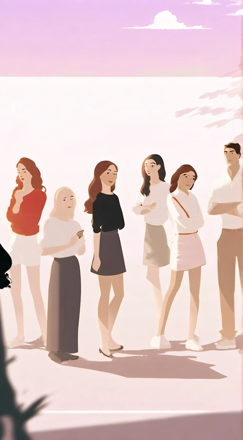 ai character: a group of girls background