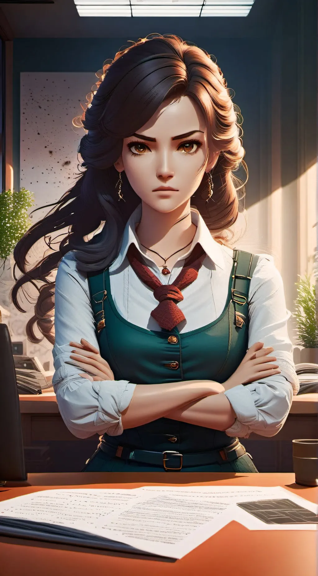 ai character: Reluctant Office Companion background