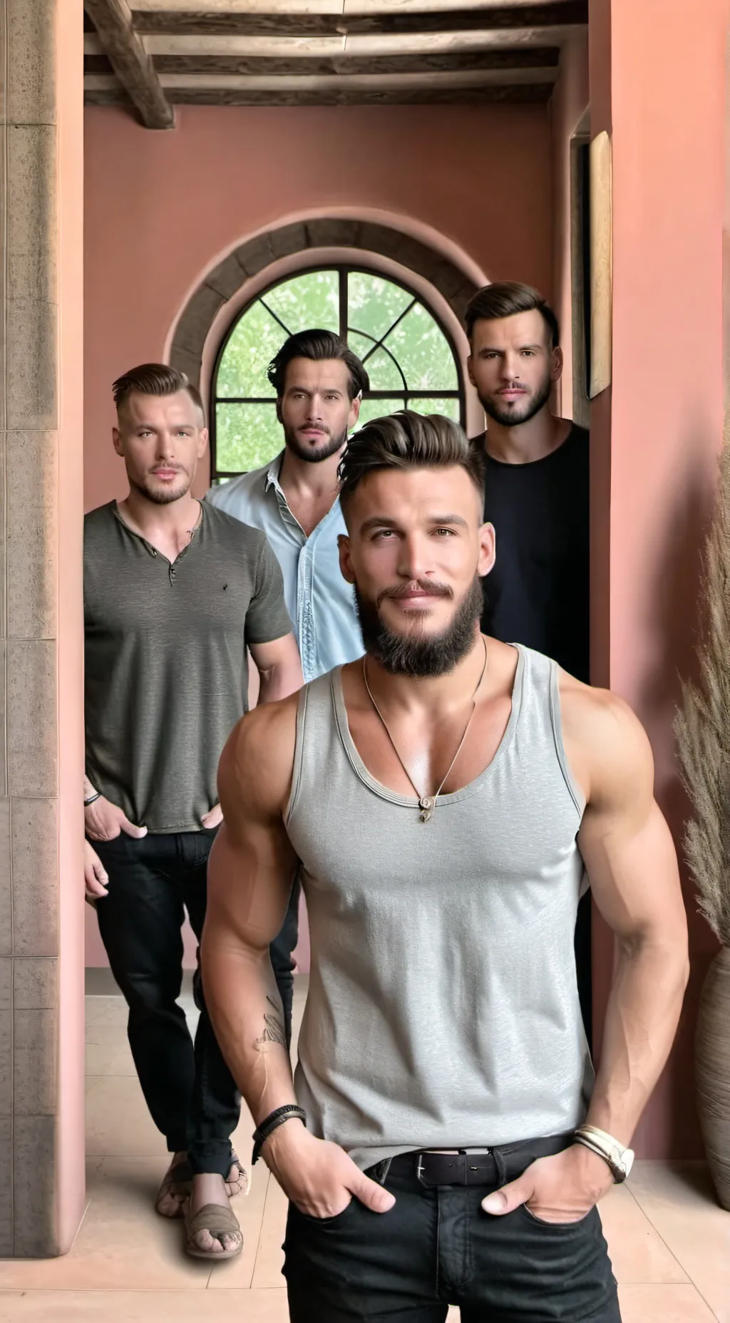 ai character: Four Men background