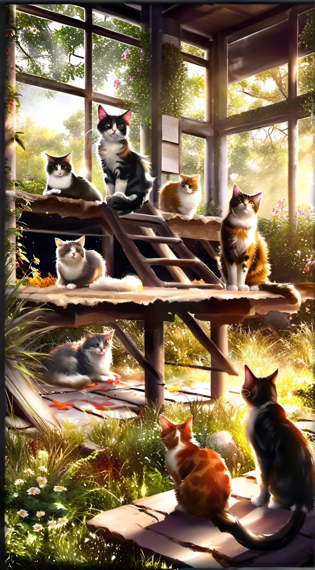 ai character: Cat shelter 🐈 ❤️  background