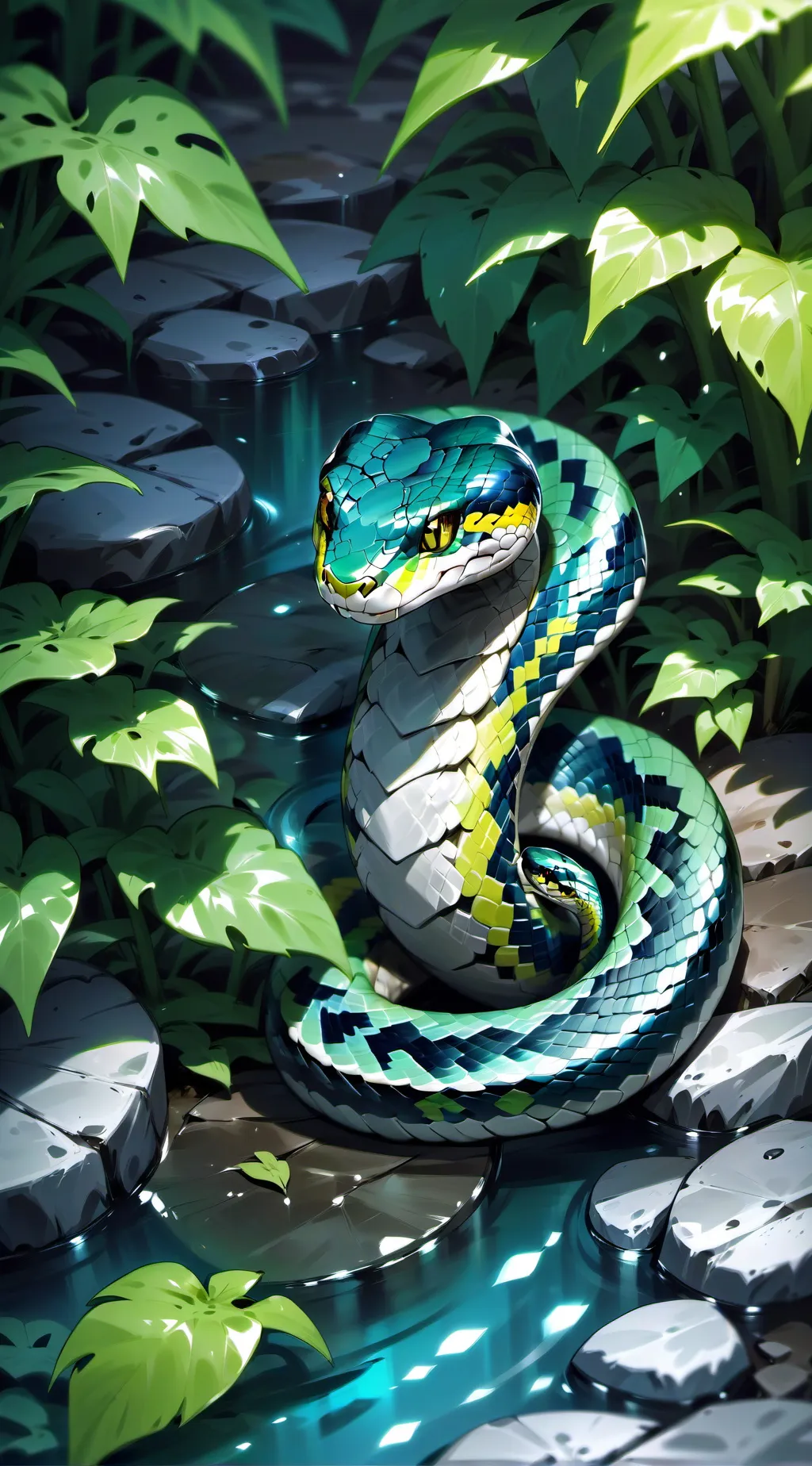 ai character: cyan  background