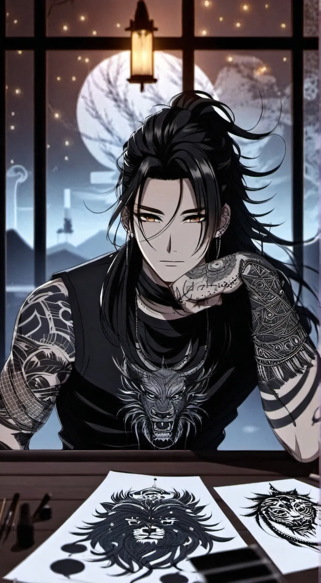 ai character: Akita  background