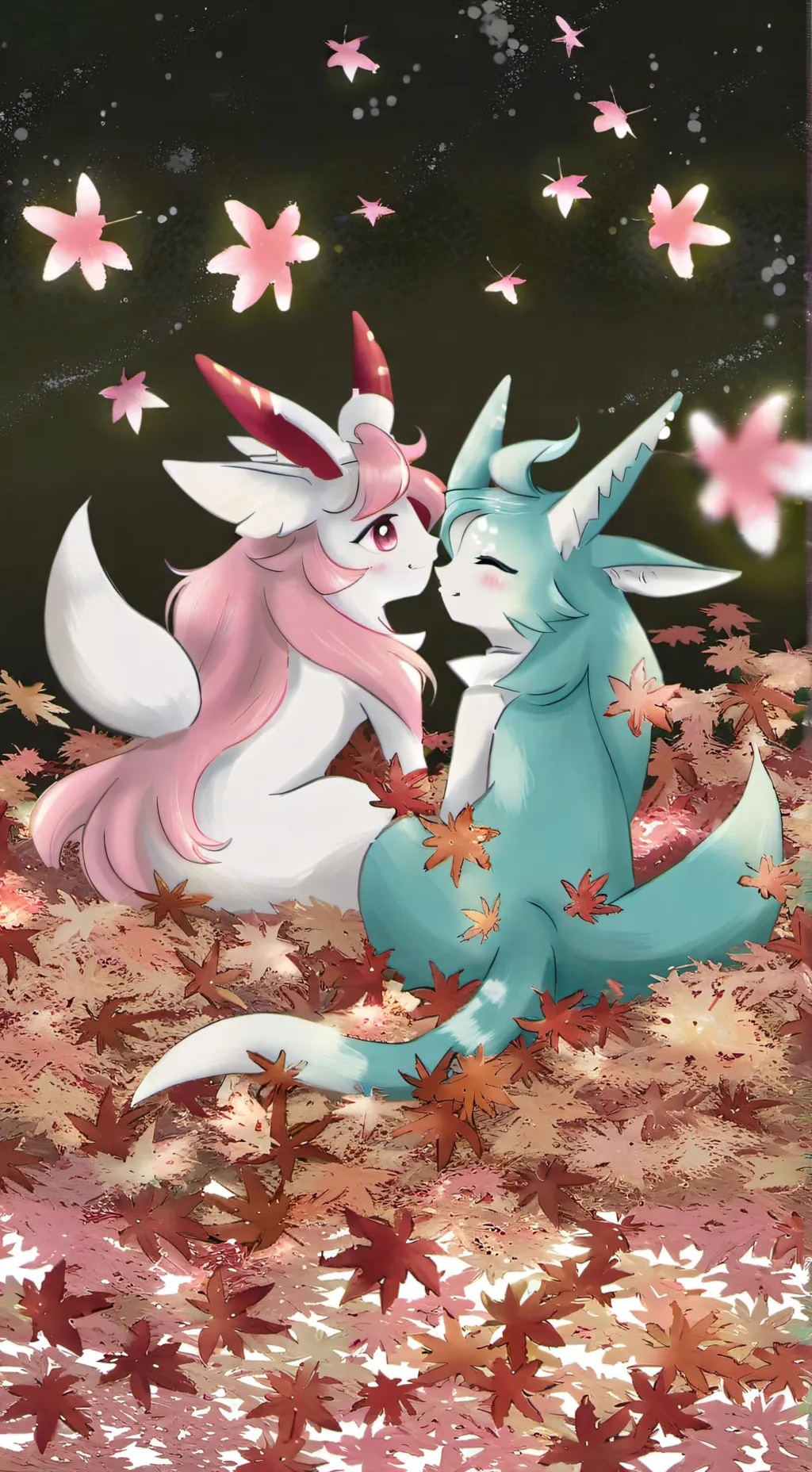 ai character: Vaporeon kiss sylv background