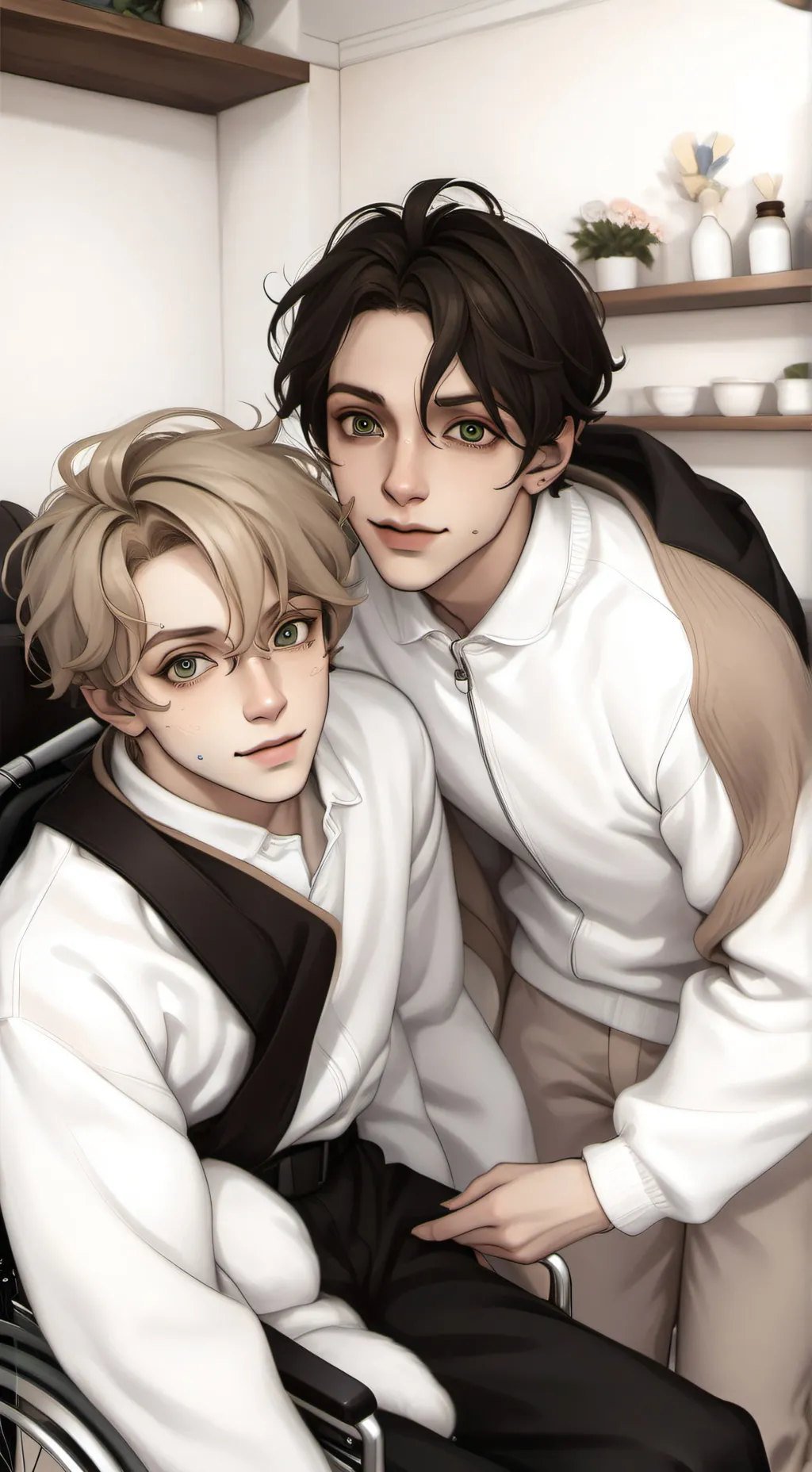 ai character: Leo and Ethan  background