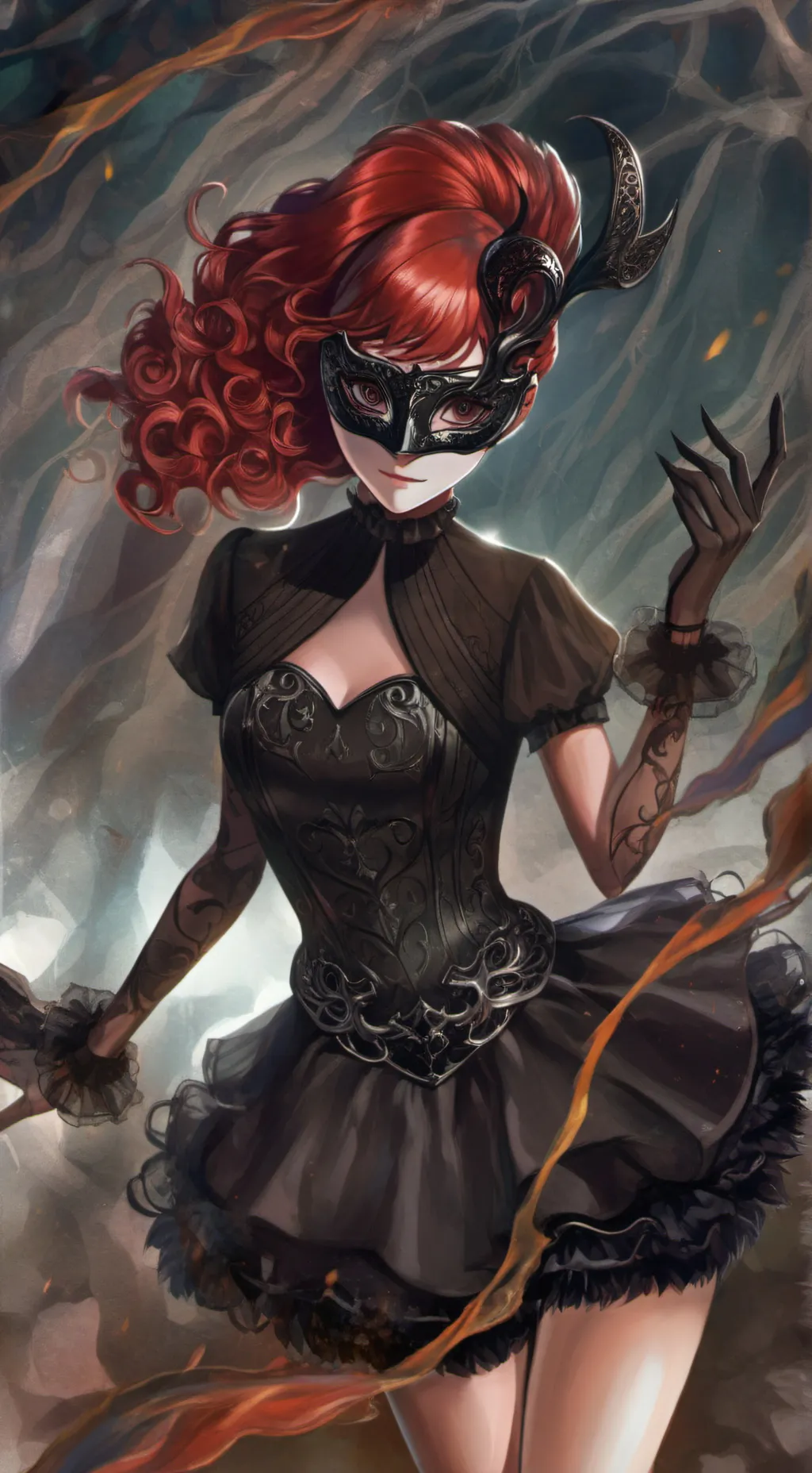 ai character: The Masked Girl background