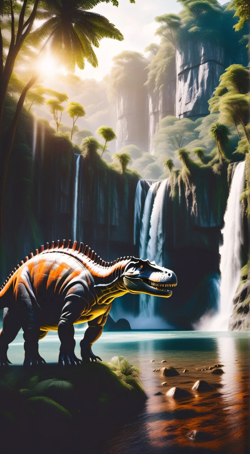 ai character: roasting dinosaur background