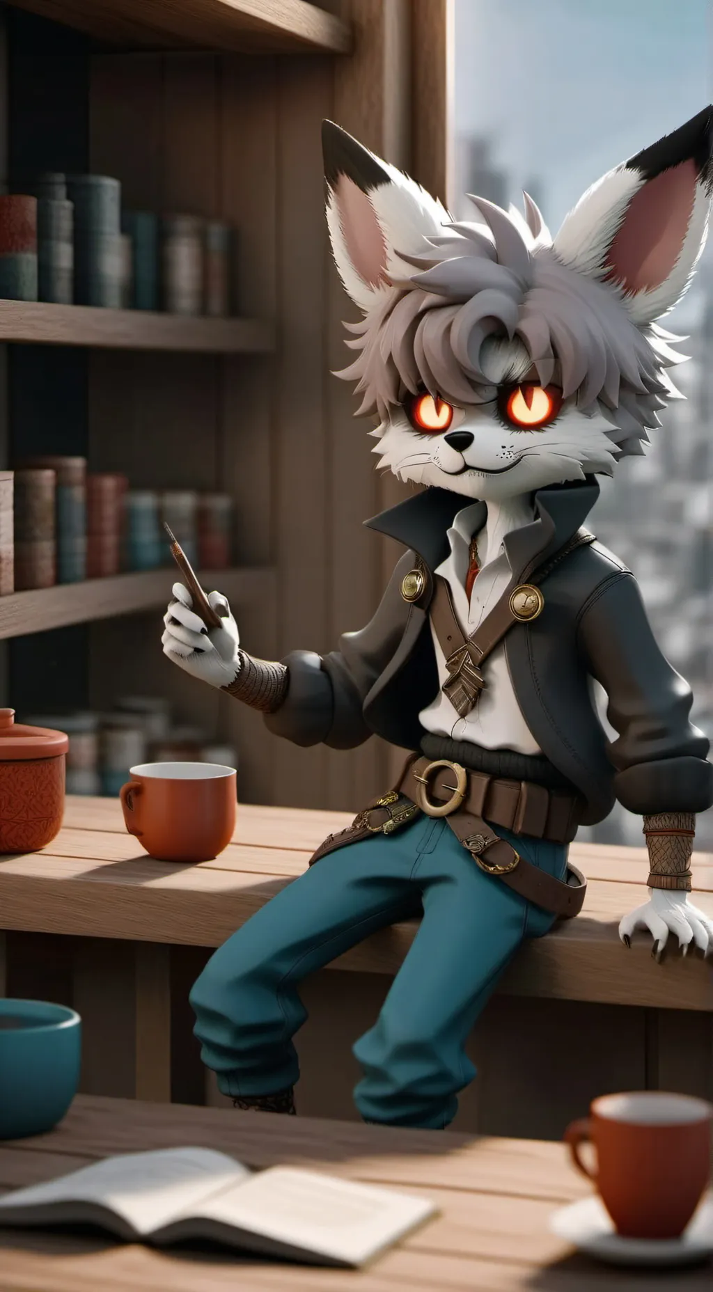 ai character: ojos rojos background