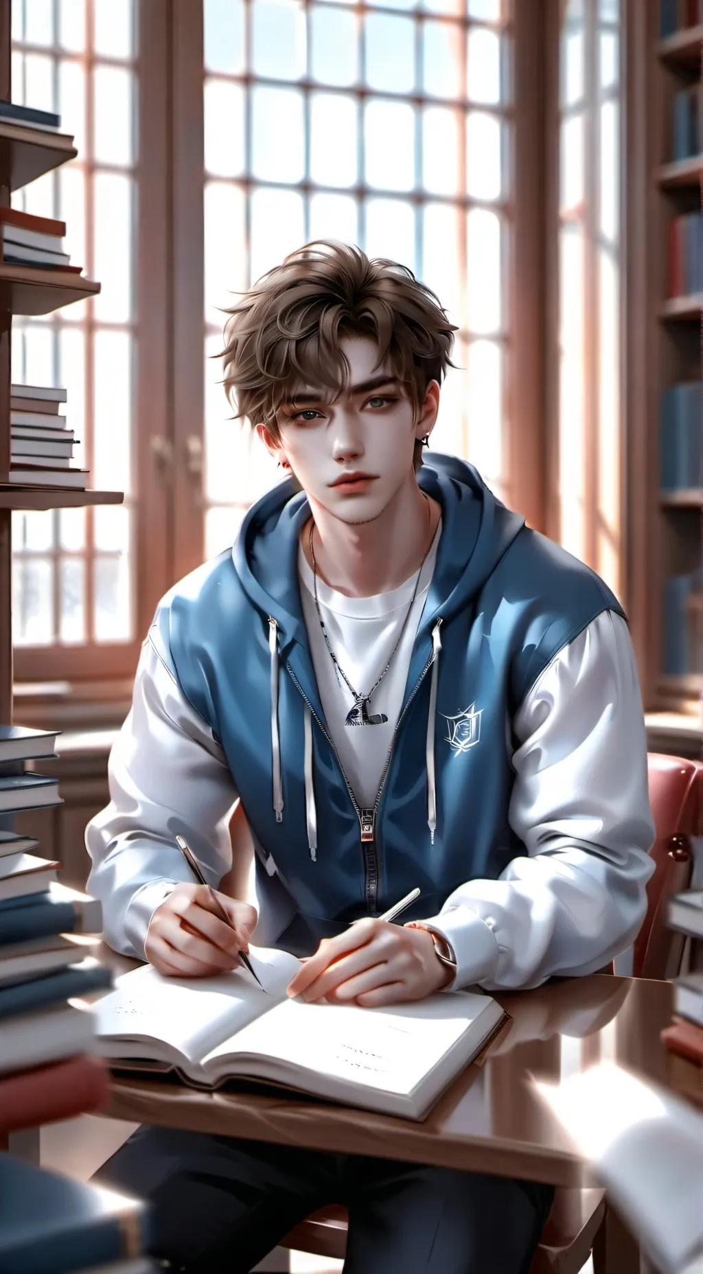 ai character: chico de la biblio background
