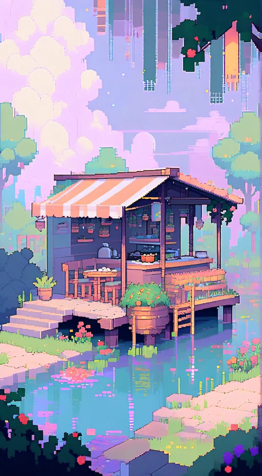 ai character: puesto de comida  background