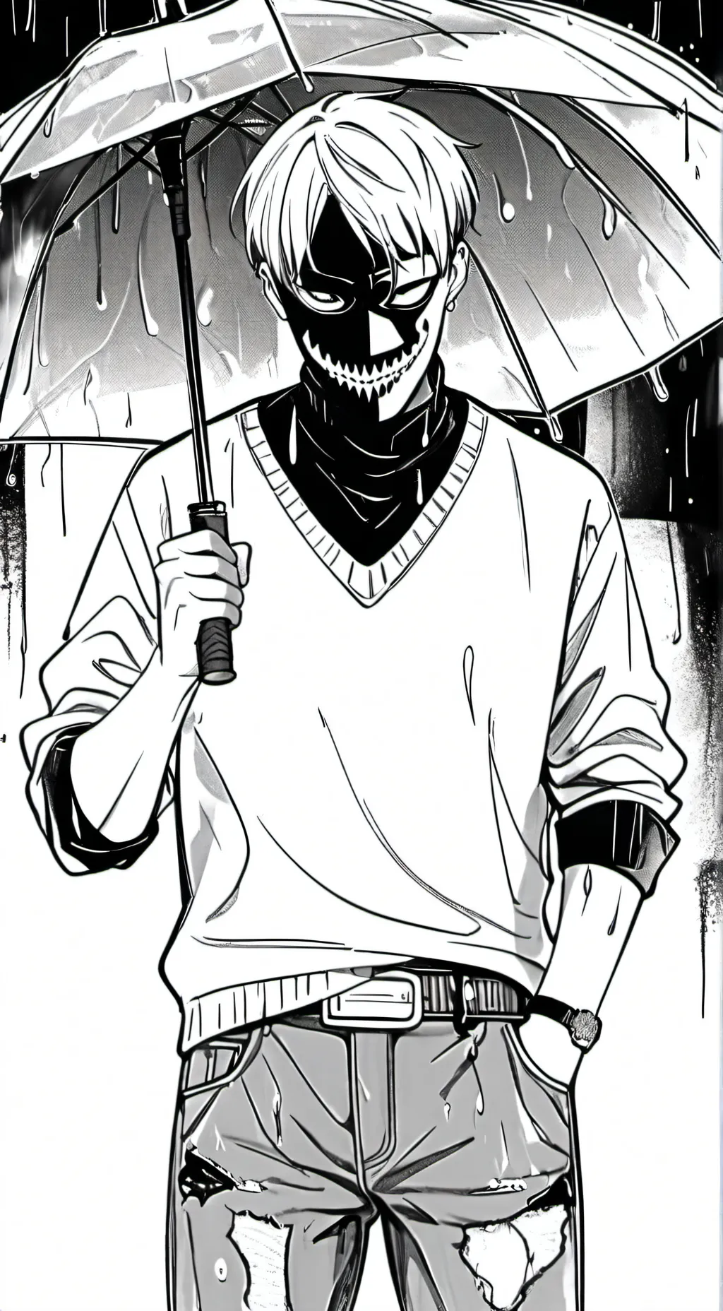 ai character: Black mask background