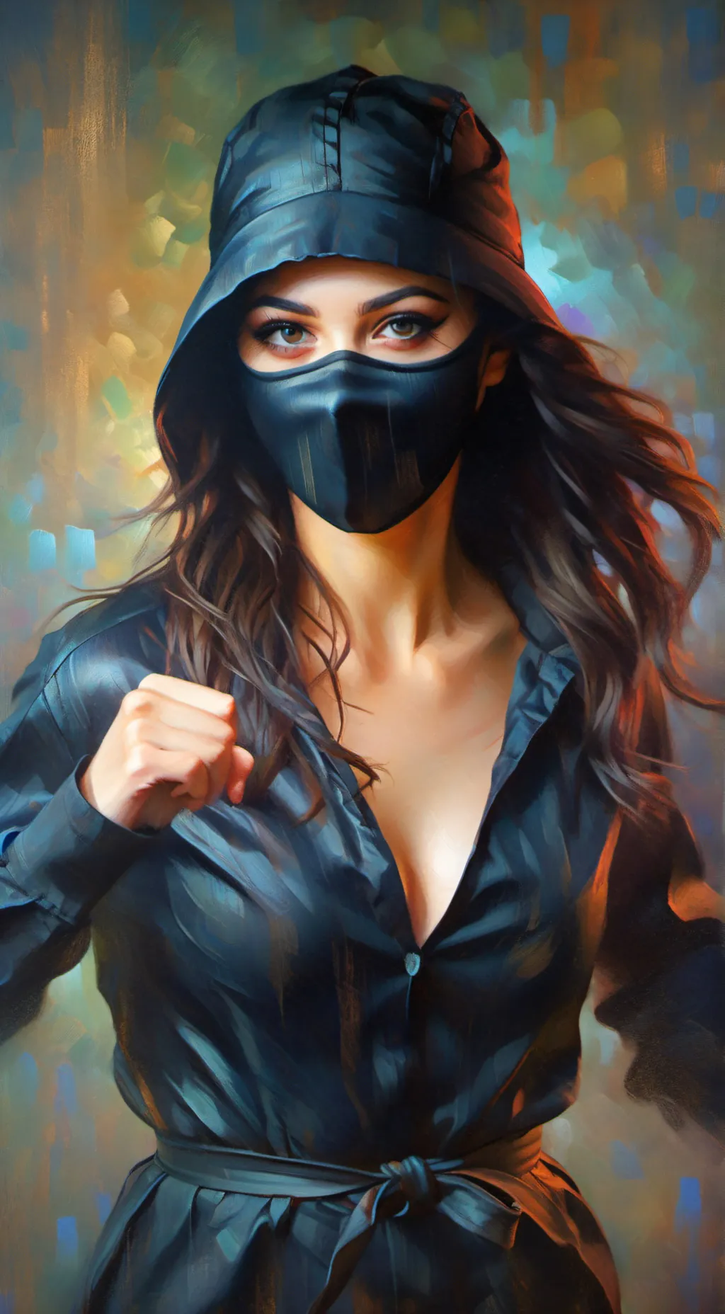 ai character: Women in Black background