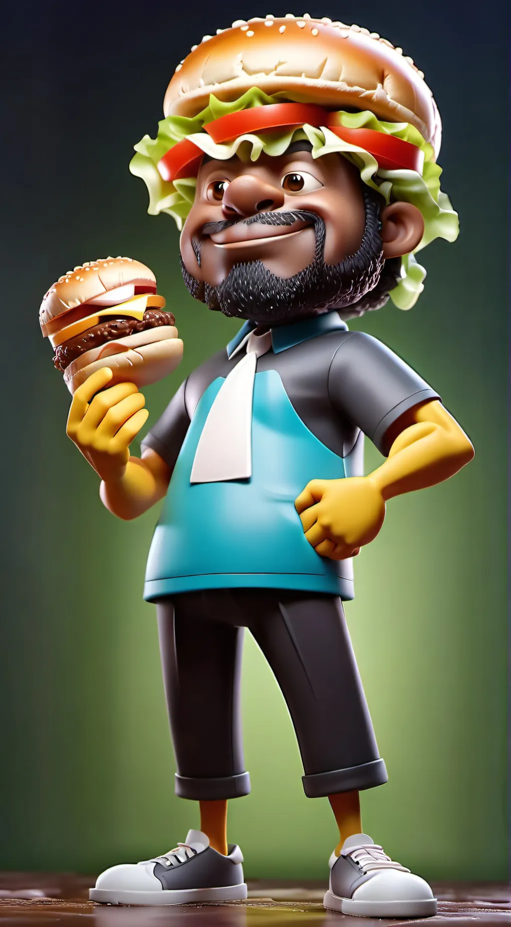 ai character: Burger Man background