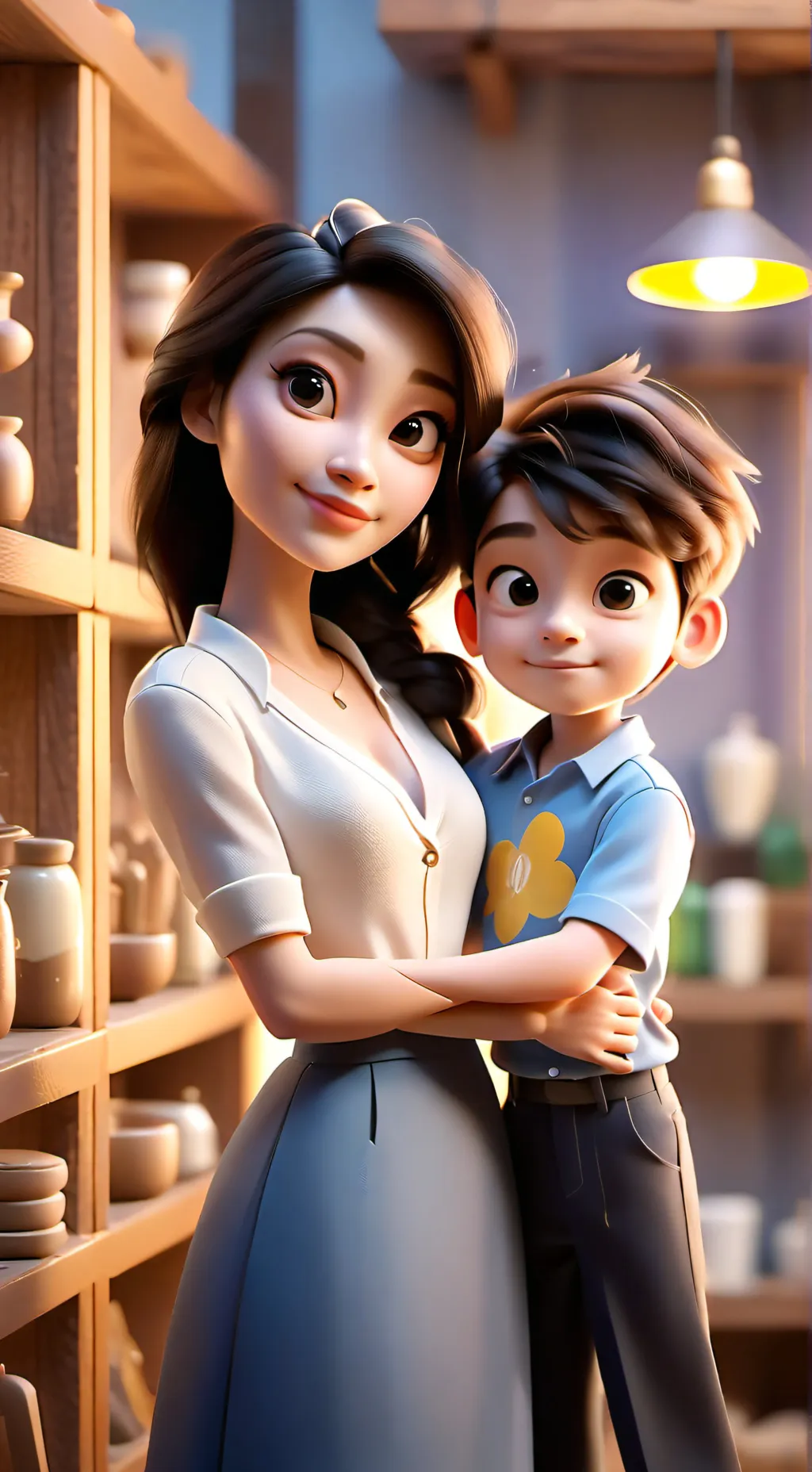 ai character: Mom and Alex  background