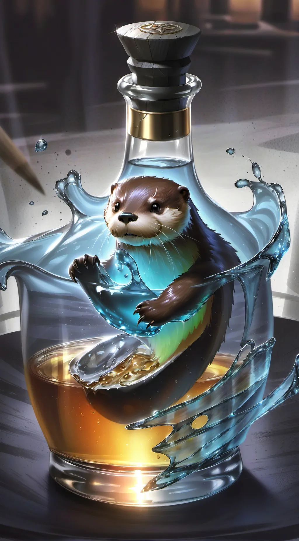 ai character: otter-man potion background