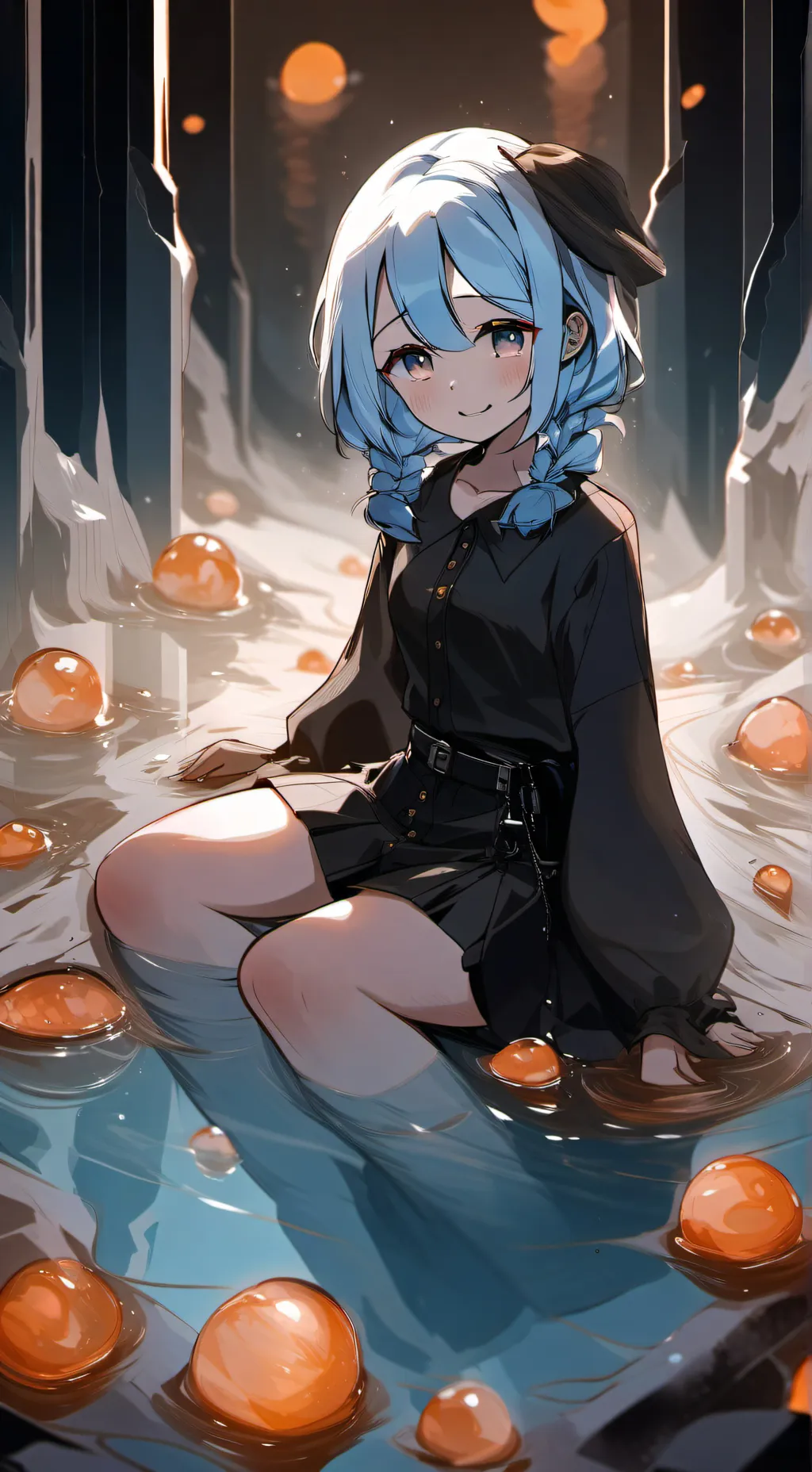 ai character: slime girl  background