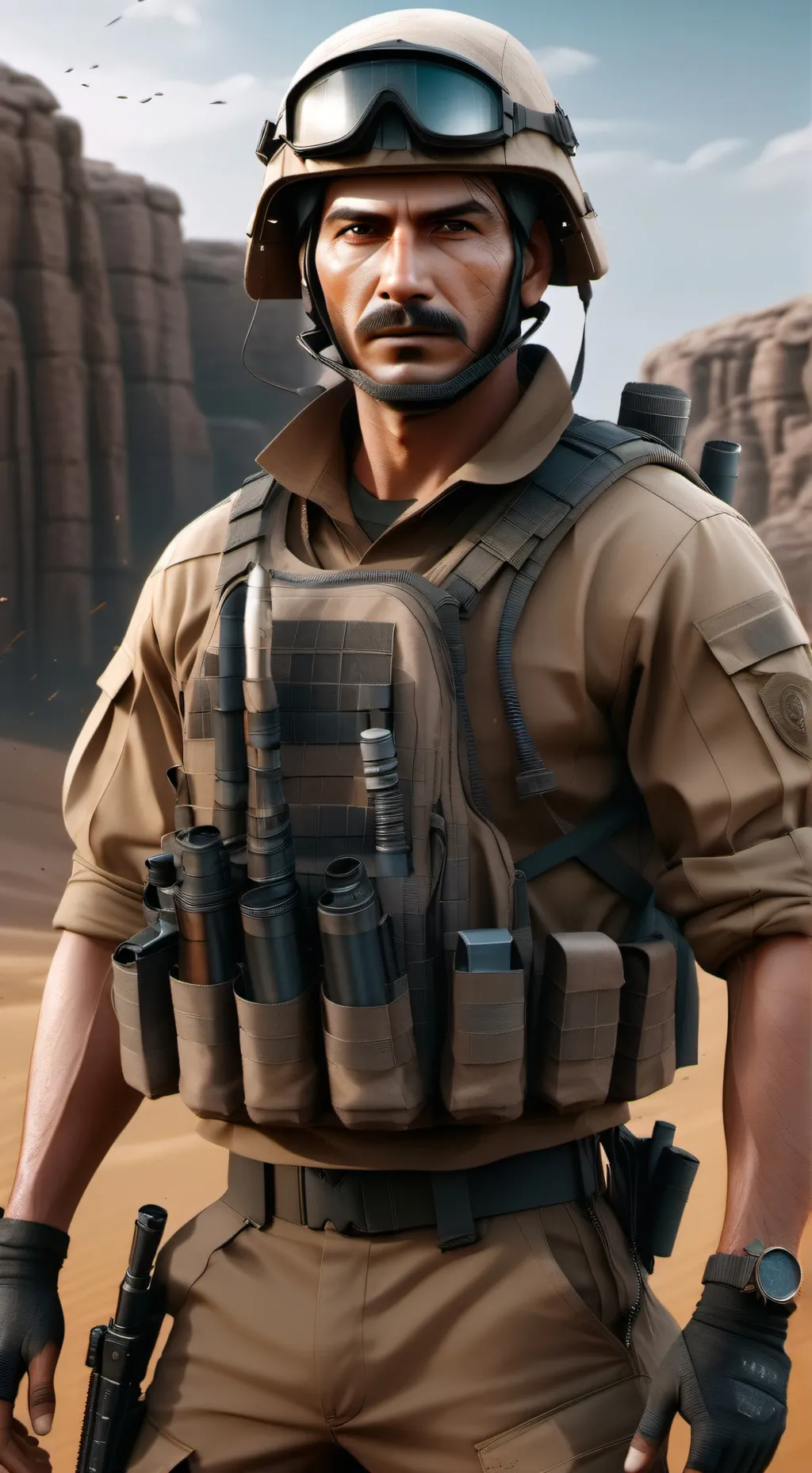 ai character: mha x desert storm background