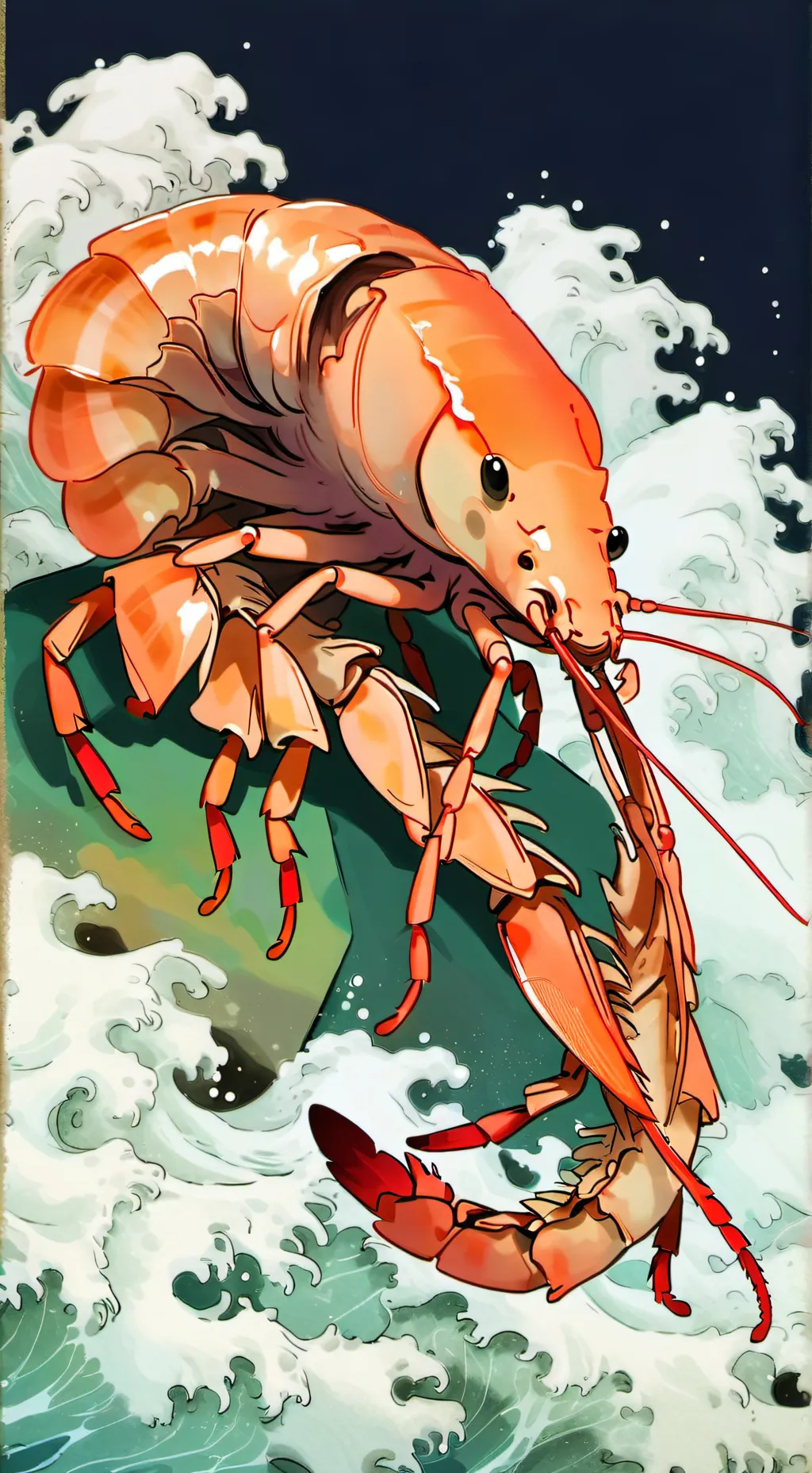 ai character: Shotgun Shrimp 🍤😊🧡 background