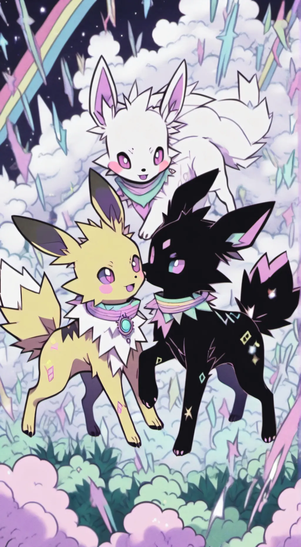 ai character: Jolteon vs umbreon background