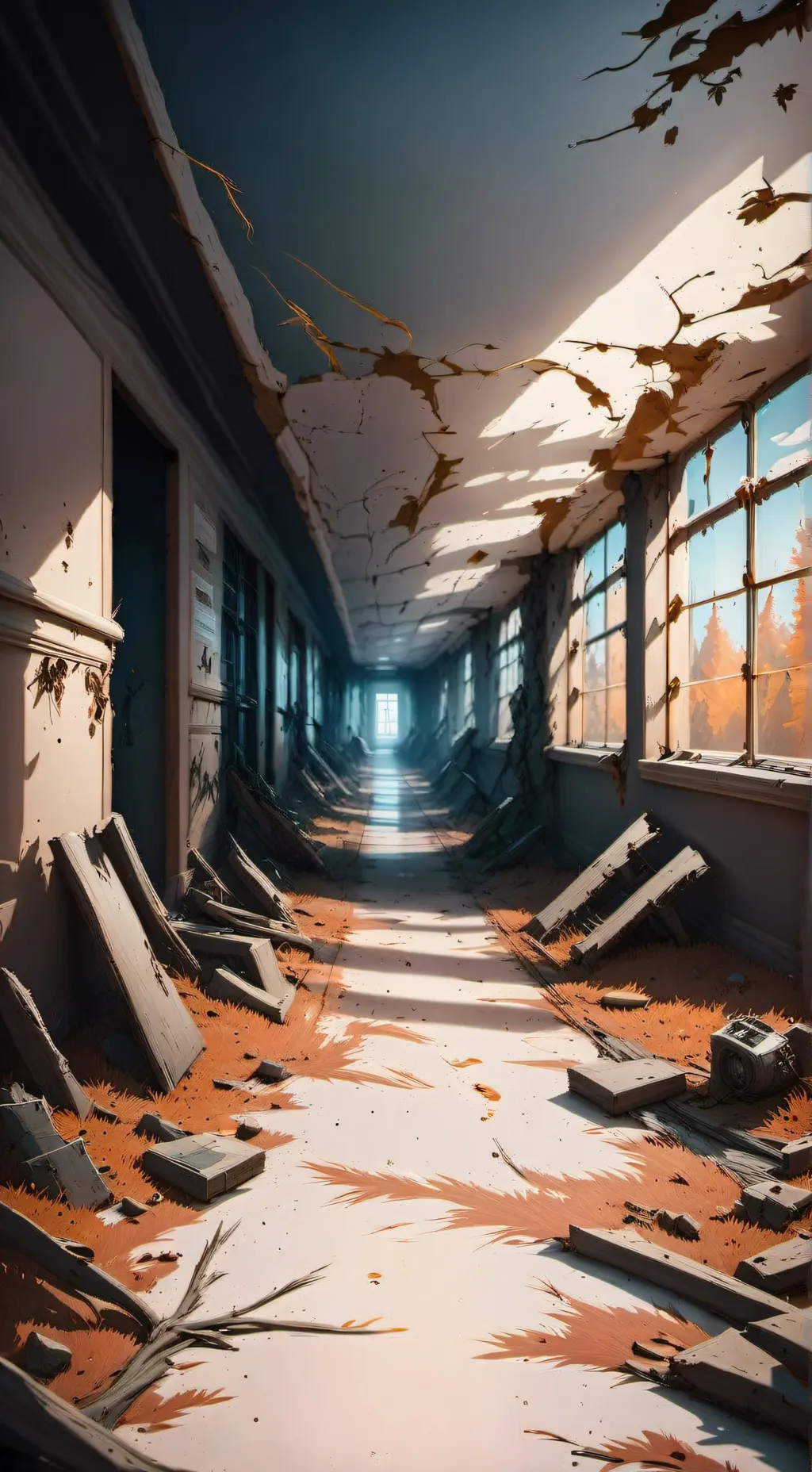 ai character: Abandoned hospital background