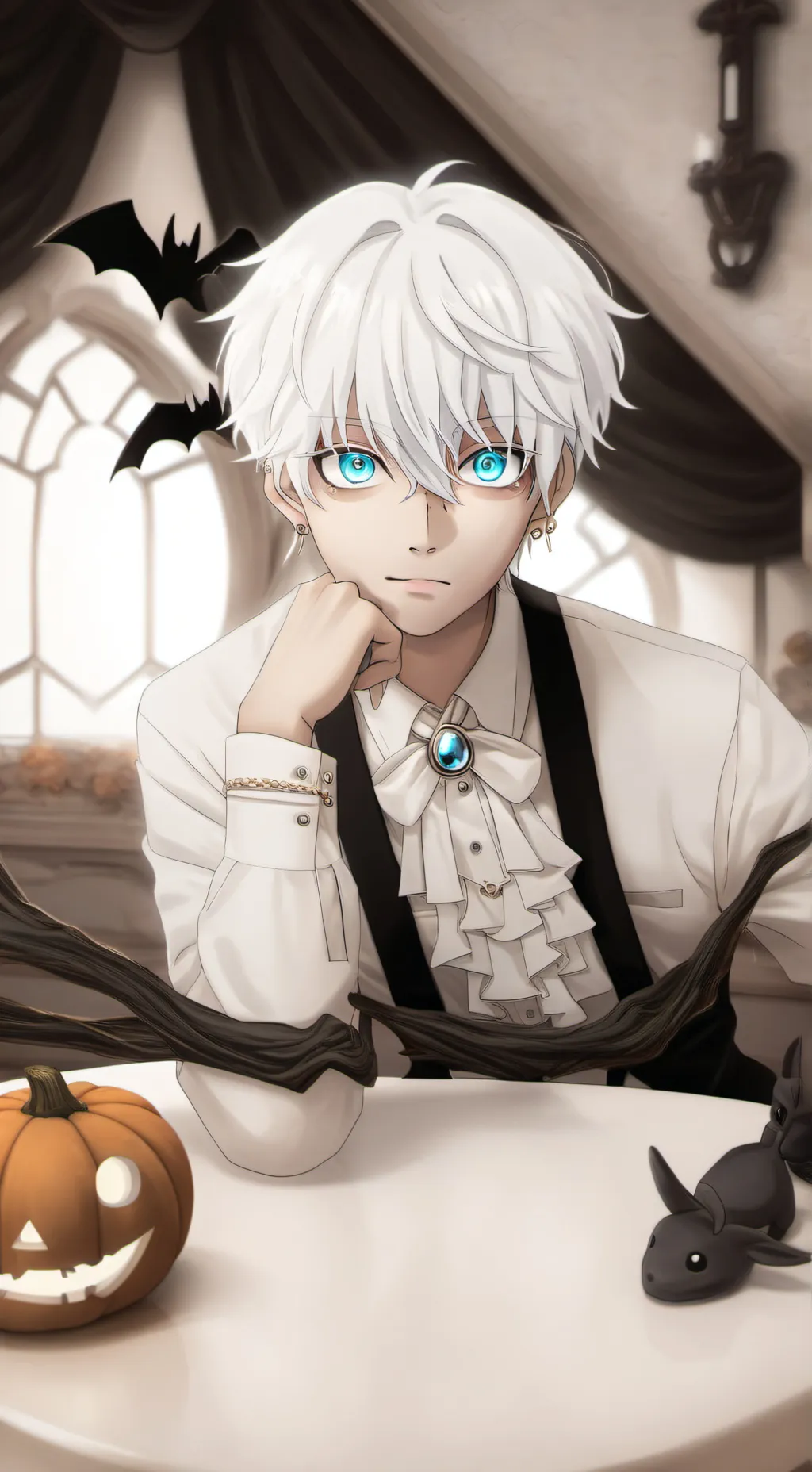 ai character: gojo Halloween. background